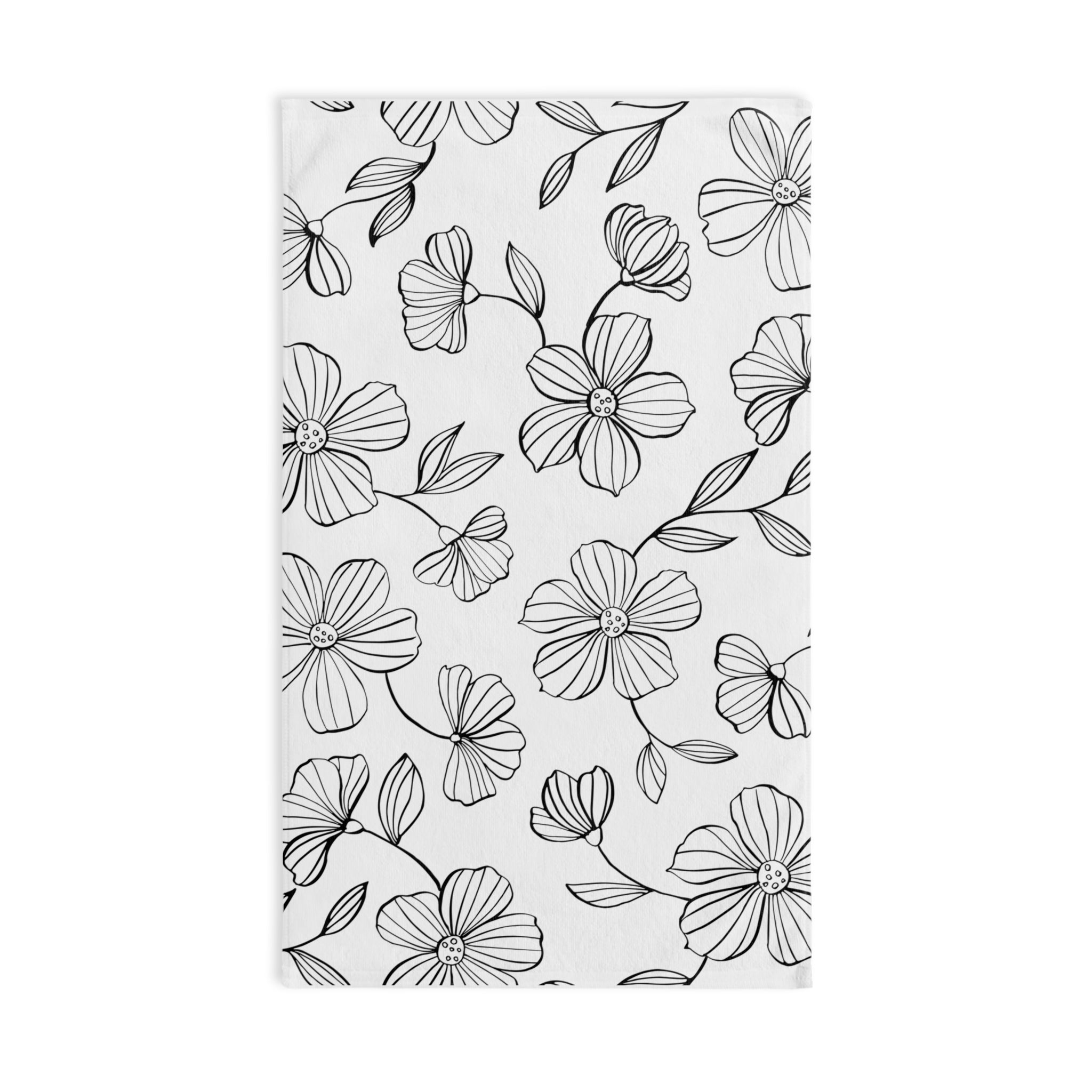 Black and White Floral Hand Towel Elegant Floral Hand Towel | Guest Towels,  Floral Kitchen and Bathroom Accents