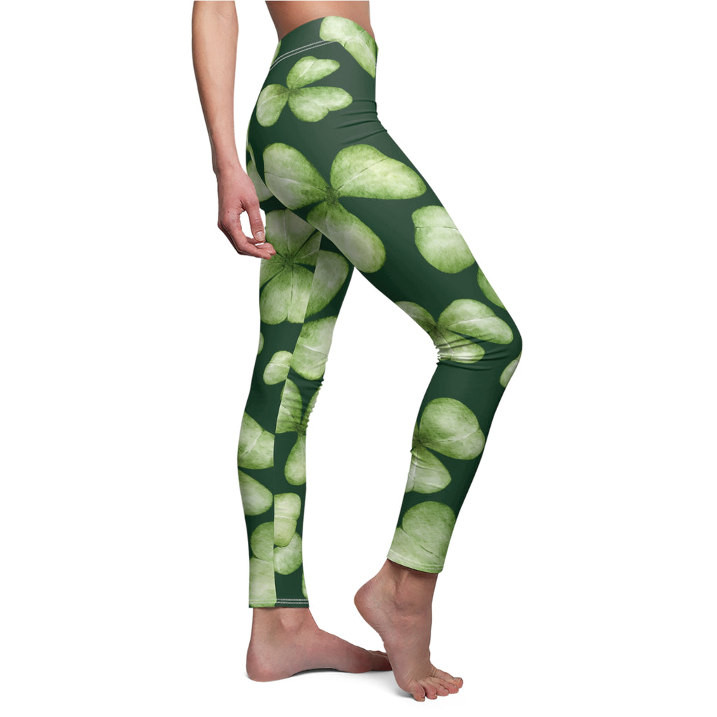 Women's Soft Style Casual Leggings with Shamrock Print St. Patrick's Day Leggings
