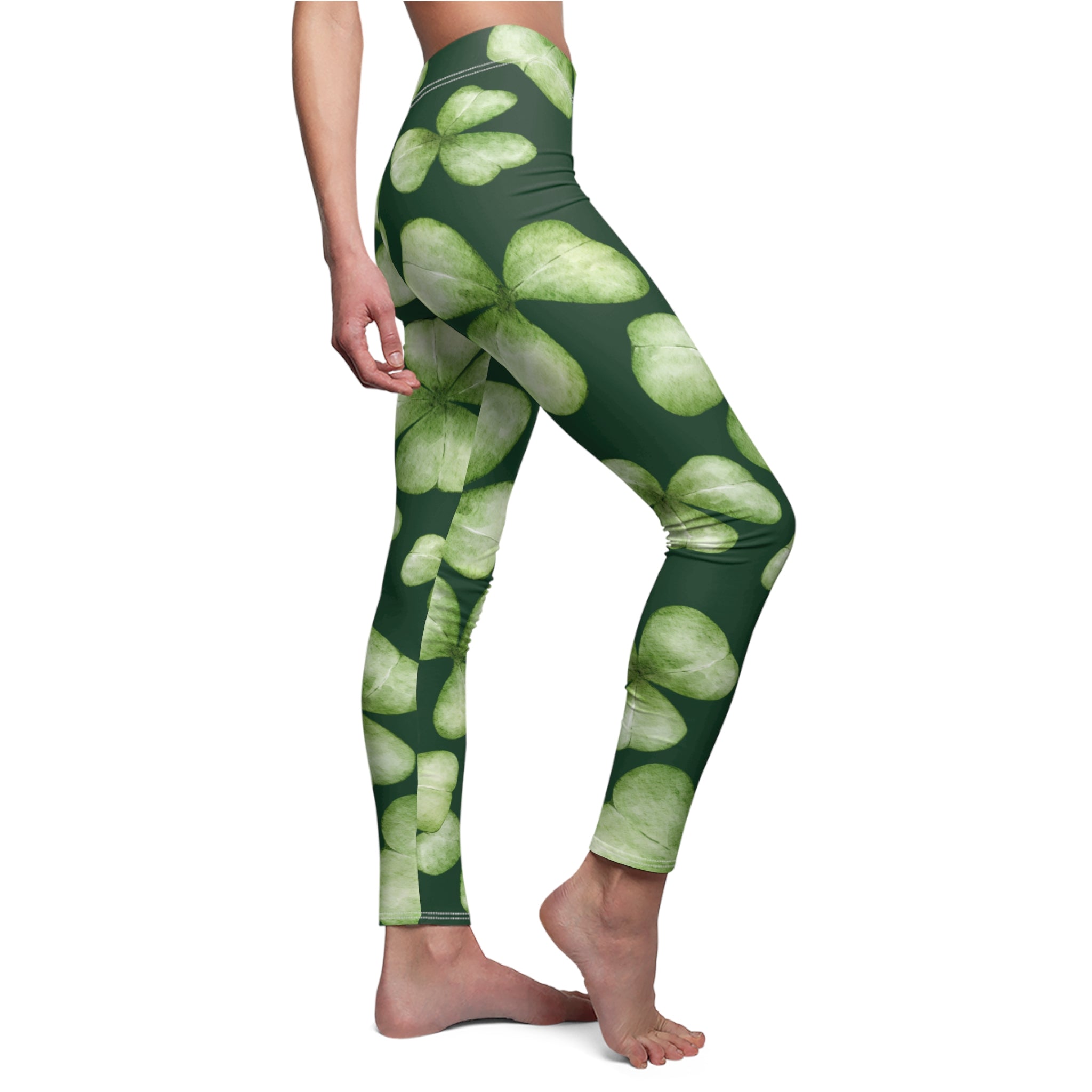 Women's Soft Style Casual Leggings with Shamrock Print St. Patrick's Day Leggings