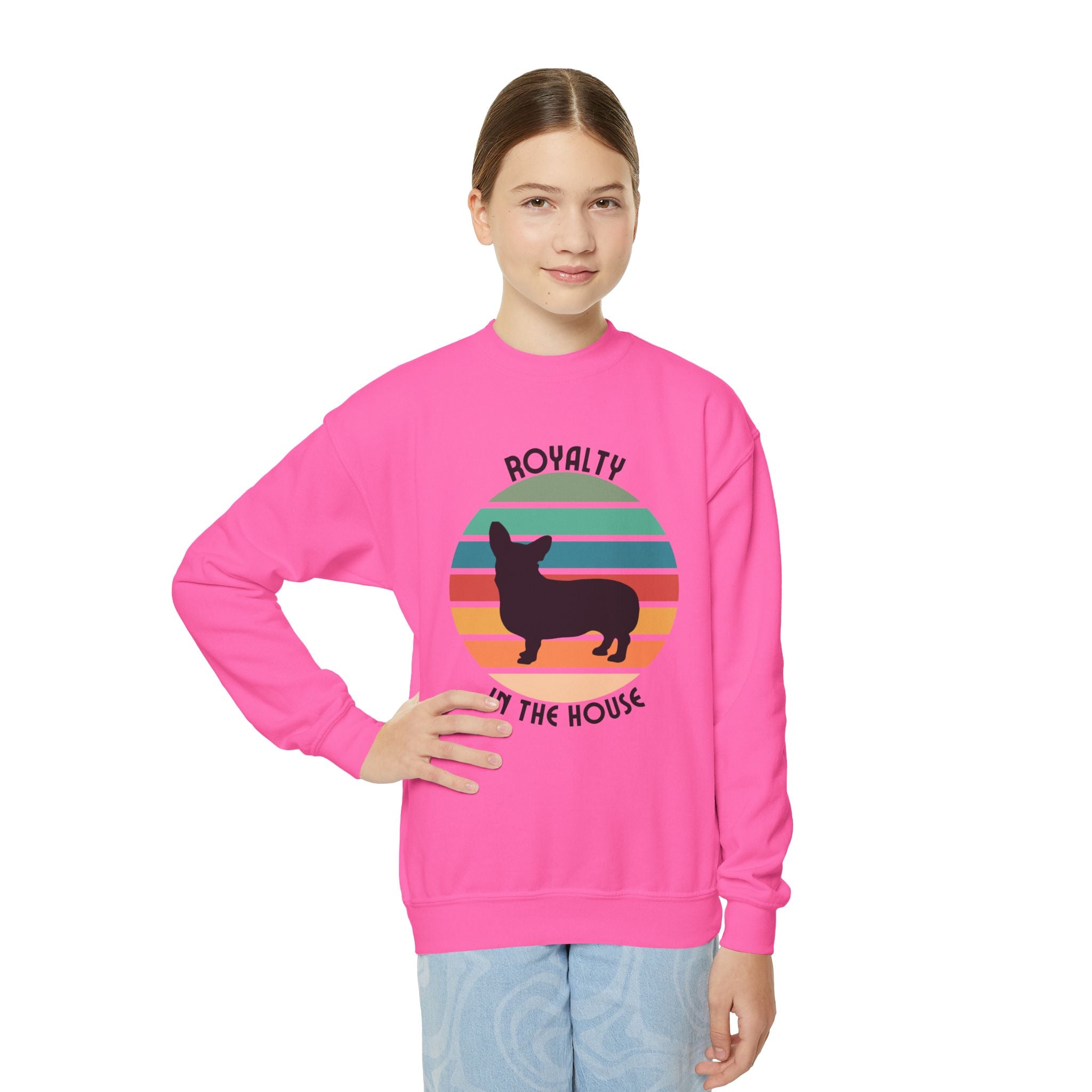 Royalty Corgi Youth Crewneck Sweatshirt