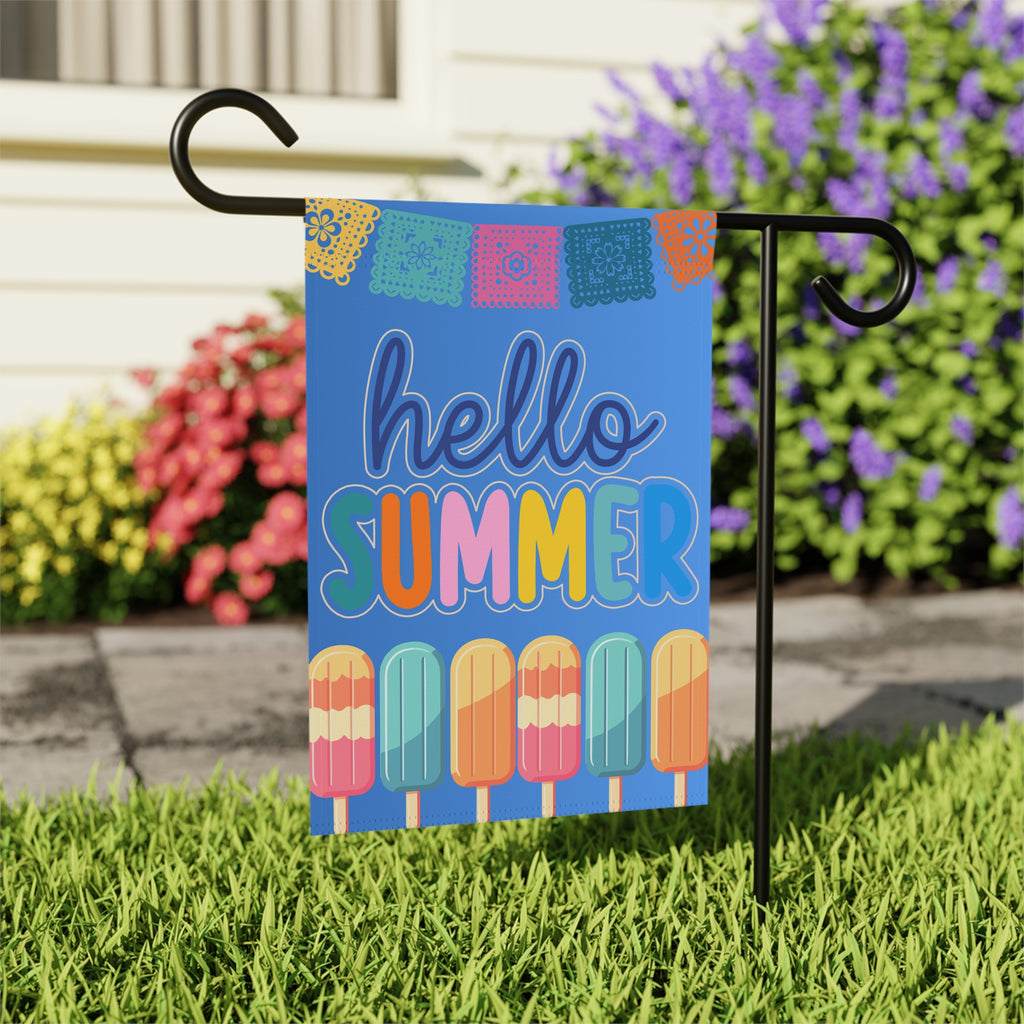 Summer Welcome Flag Hello Summer 12x18 Inches with Popsicles Design