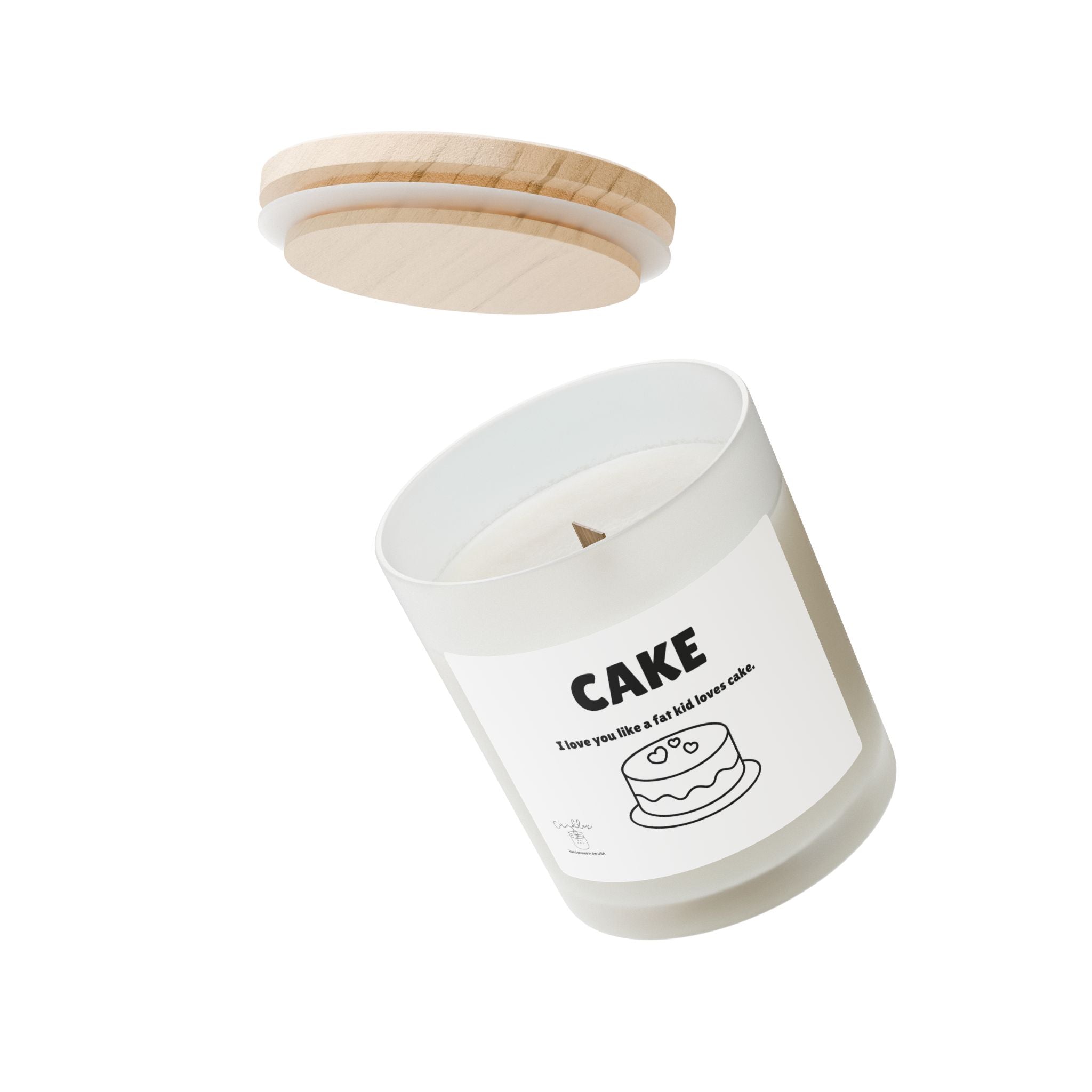 I Love You Like a Fat Kid Loves Cake Wooden Wick Frosted Glass Candle, 11oz Valentines Gift Candle Rap Lyrics