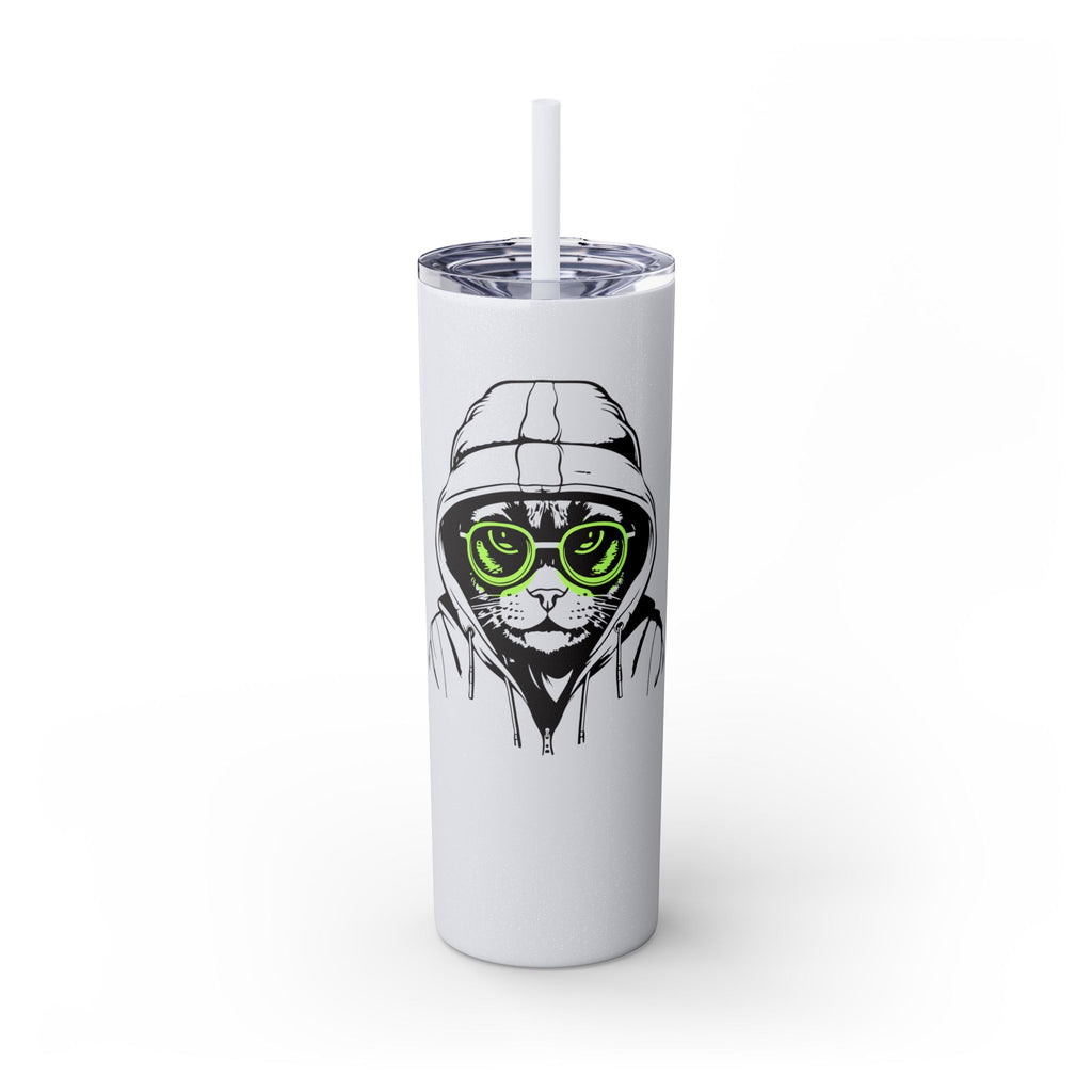 Angry Kitty Hip Cat Cool Cat Skinny Tumbler with Straw 20oz