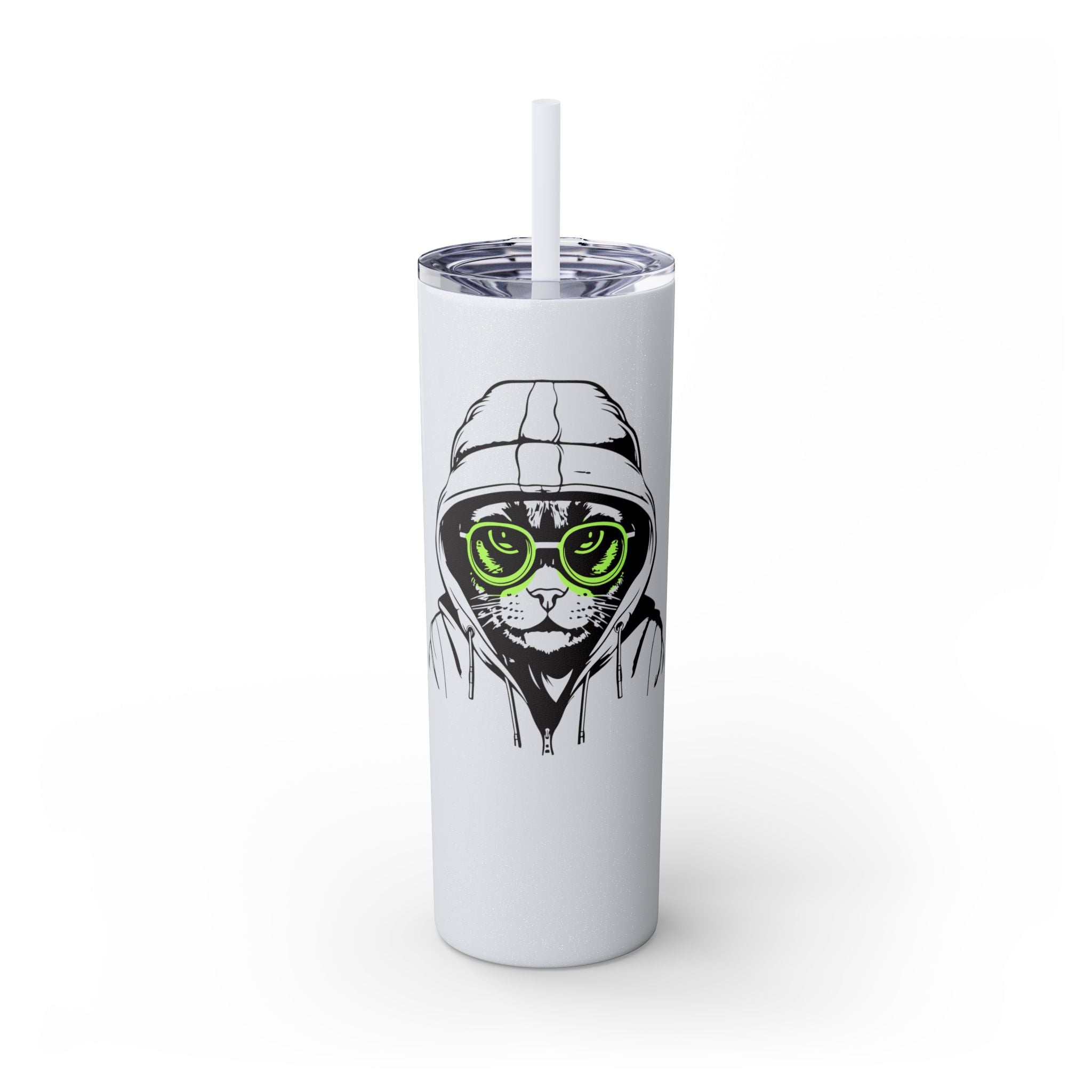 Angry Kitty Hip Cat Cool Cat Skinny Tumbler with Straw 20oz
