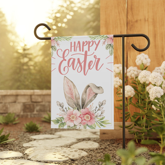 Garden Flag, Spring Bunny Ears Happy Easter, 2 Sizes 12x18 and 24.5x36, Easter Bunny, Easter Flag
