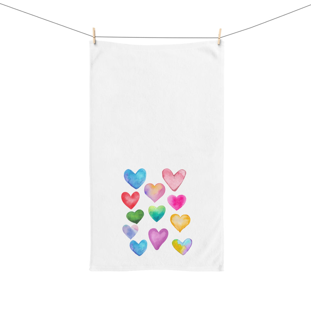 Valentine's Day Hand Towel Candy Heart in Pastels Hand Towel Valentine's Towel for Sink