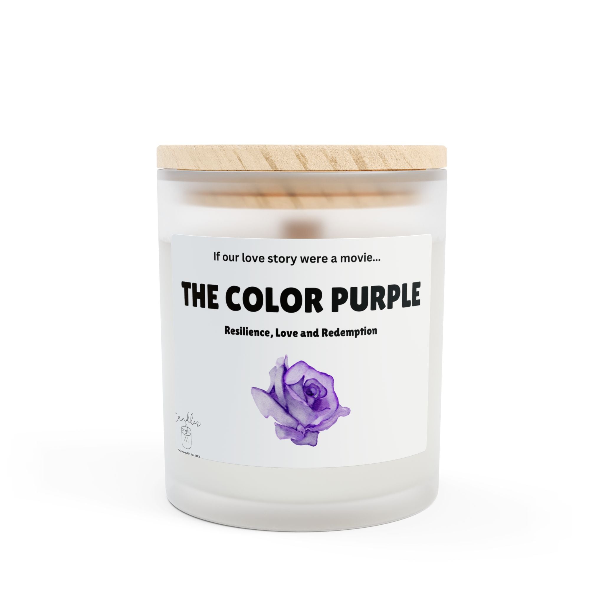 The Color Purple Wooden Wick Candle, 11oz If Our Love Story Were a Movie Romantic Unique Frosted Glass Candle Gift