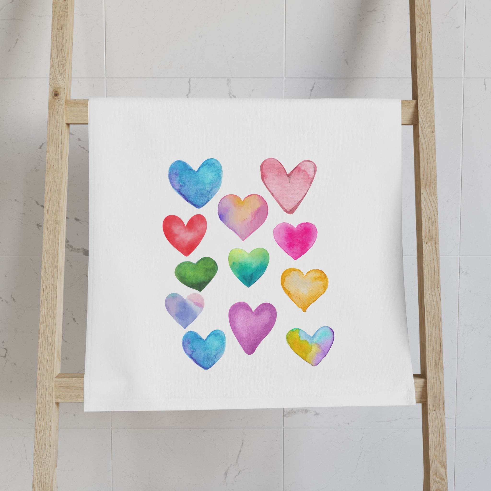 Valentine's Day Hand Towel Candy Heart in Pastels Hand Towel Valentine's Towel for Sink