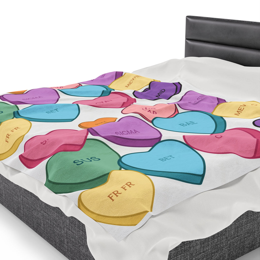 Candy Heart Valentines Velvet Soft Blanket Cozy Up in Style This Valentines Day