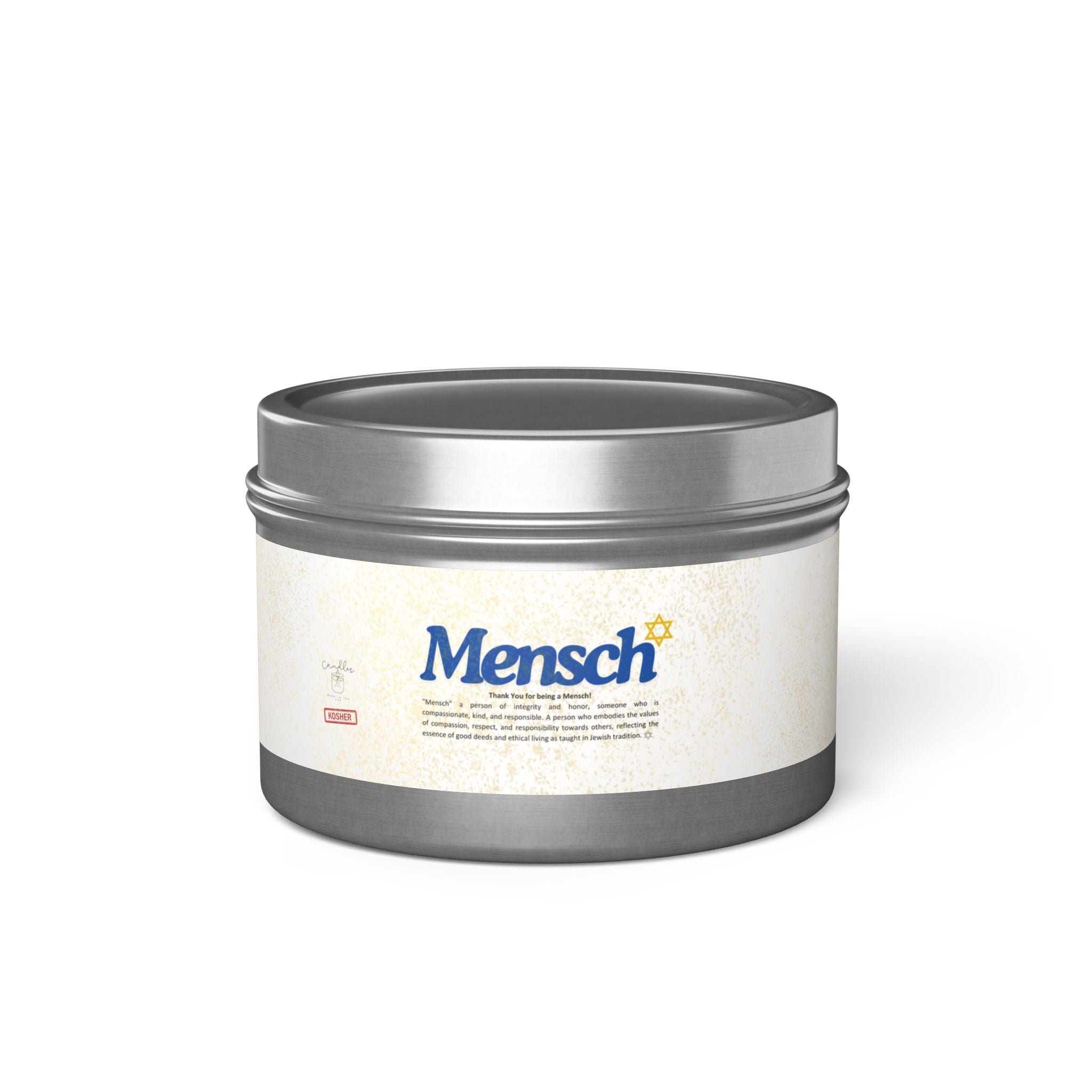 Mensch Appreciation Candle Gift, Jewish Thank You Tin Candles, Handmade in USA Gratitude Mensch Candle Jewish Gift