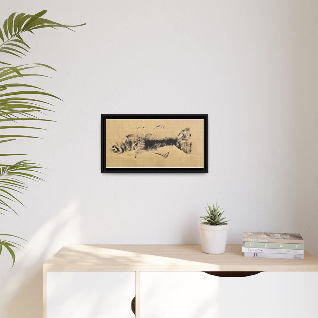 Gyotaku Fish Matte Canvas, Framed Gyotaku print by rubbing the body of an inked fish