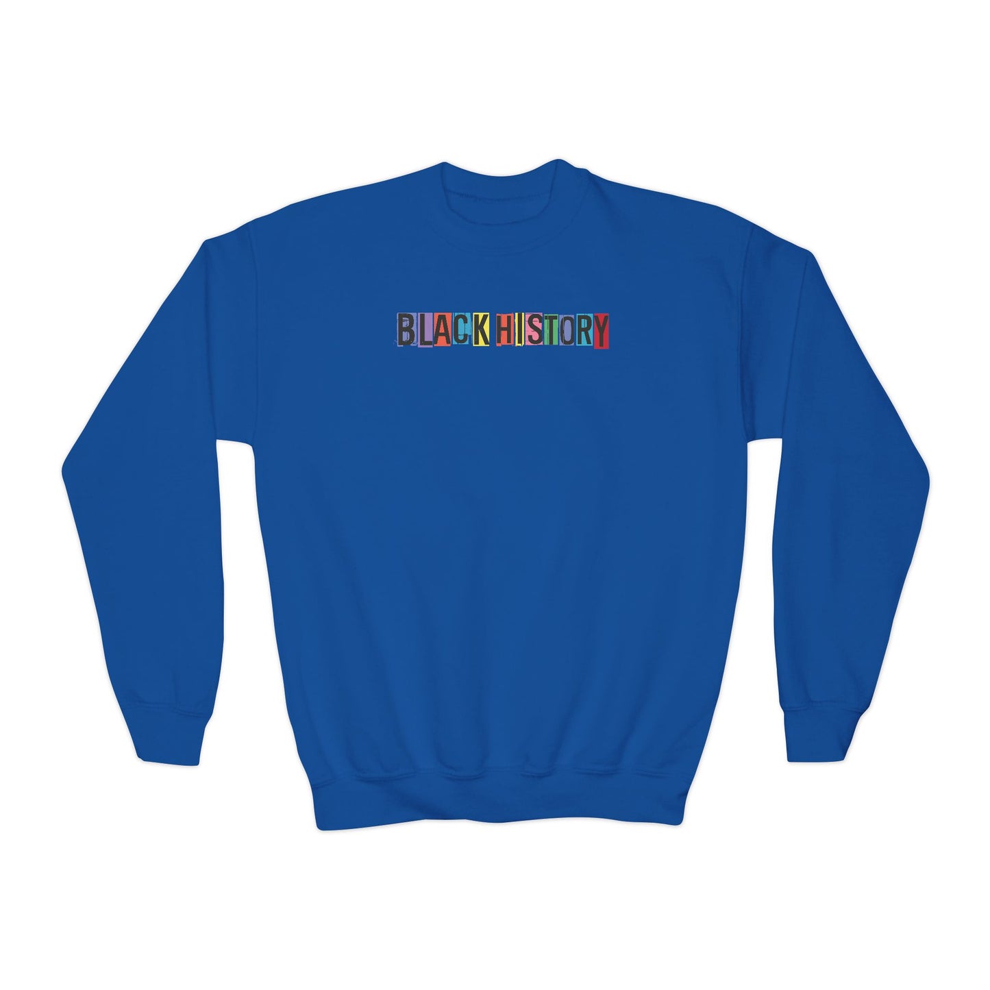 Black History What We Learn from Black History Candy Hearts Youth Crewneck Sweatshirt Polyester Loose Fit Black History Month