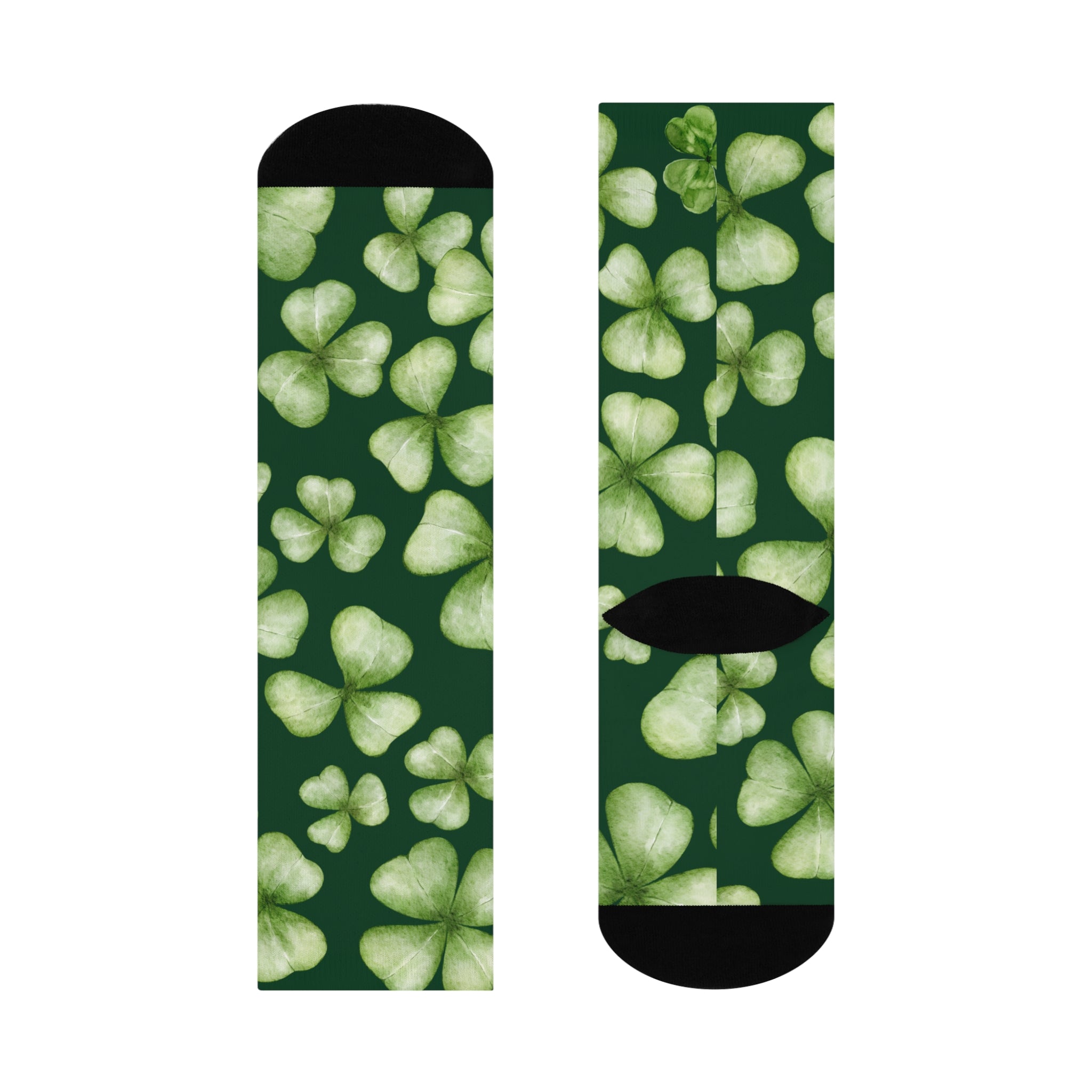 St. Patrick's Day Lucky Clover Crew Socks - Cushioned Comfort for Everyday Wear