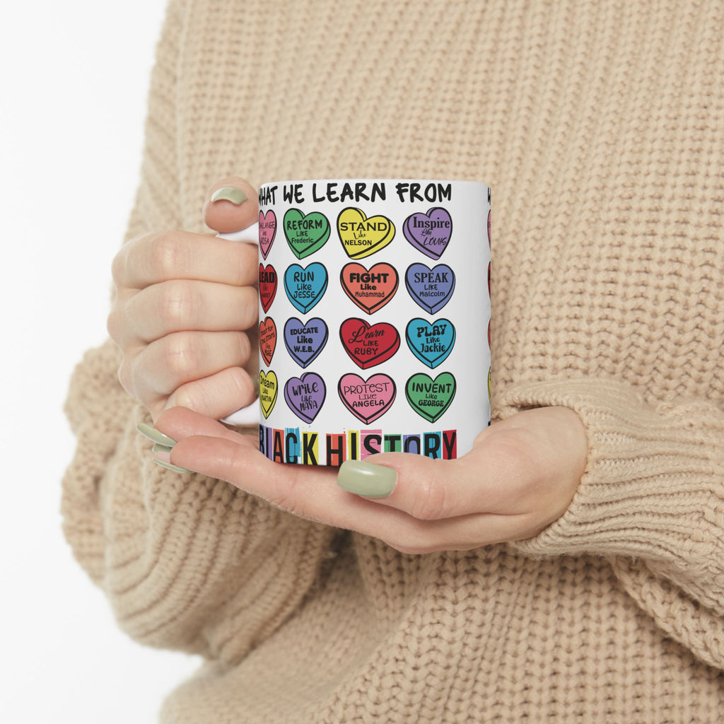 Black History Candy Hearts Valentine's Ceramic Mug, Celebrate and Honor Black History,11oz 15oz Sz, Black History Gift