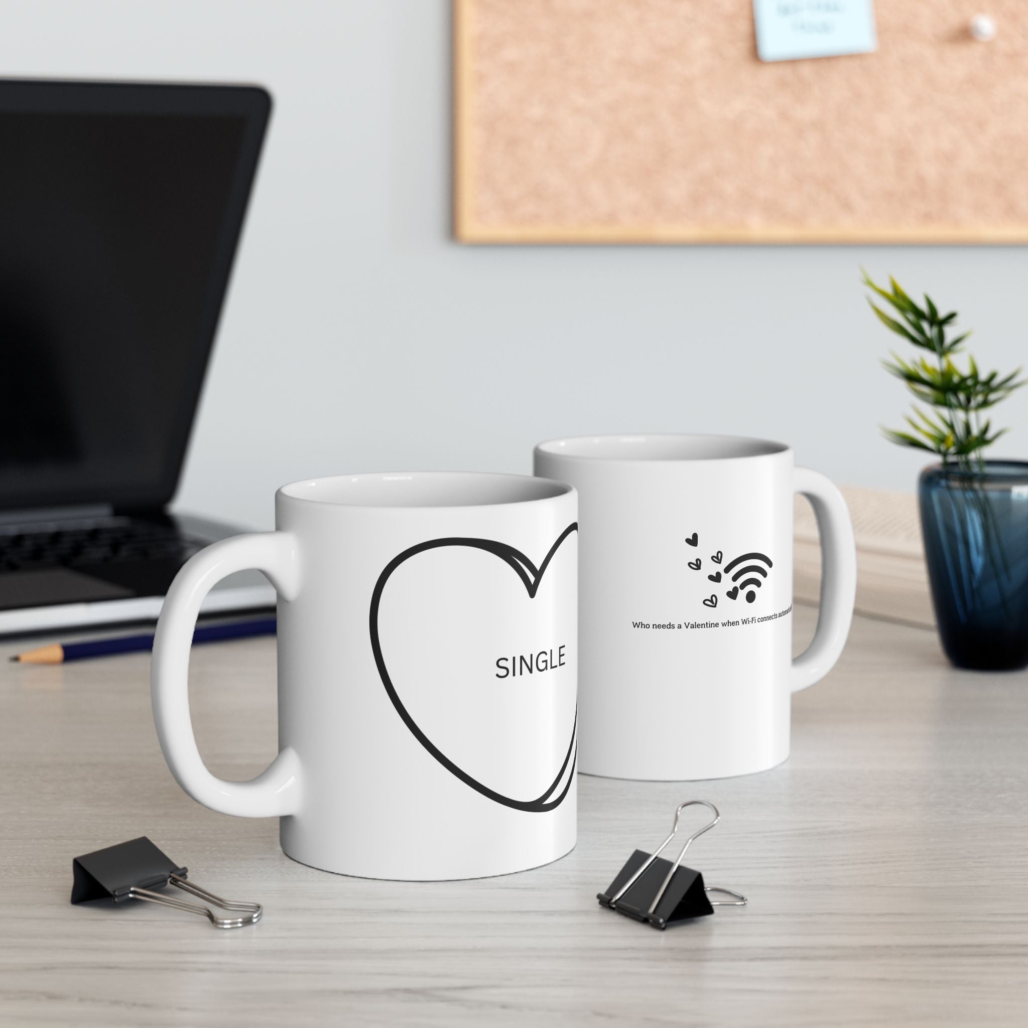 Valentine's Day Single Ceramic Mug, 11oz 15oz Gift for Single Friend, Heart Mug, Relationship Status Mug, Love Mug, Valentine's Day Gift