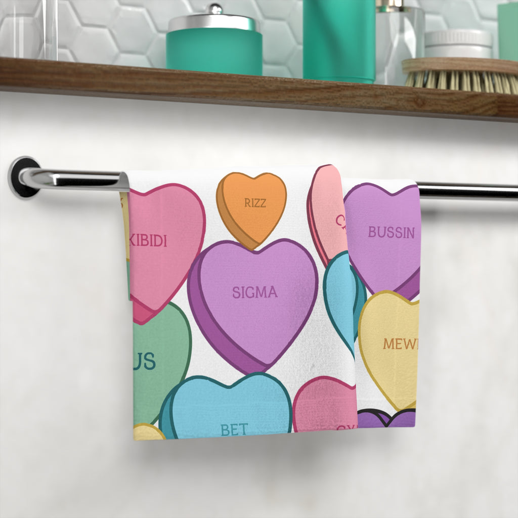 Candy Hearts Valentine's Face Towel