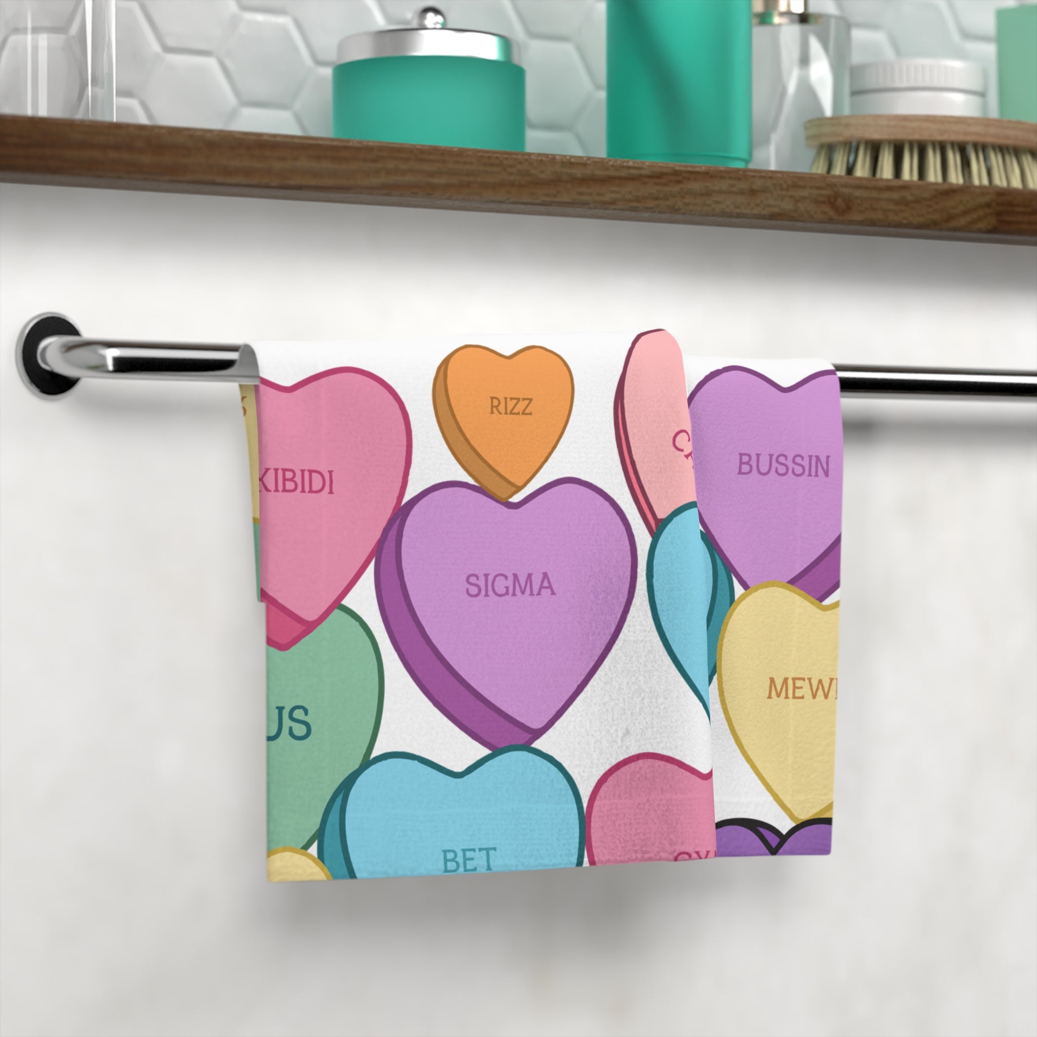 Candy Hearts Valentine's Face Towel