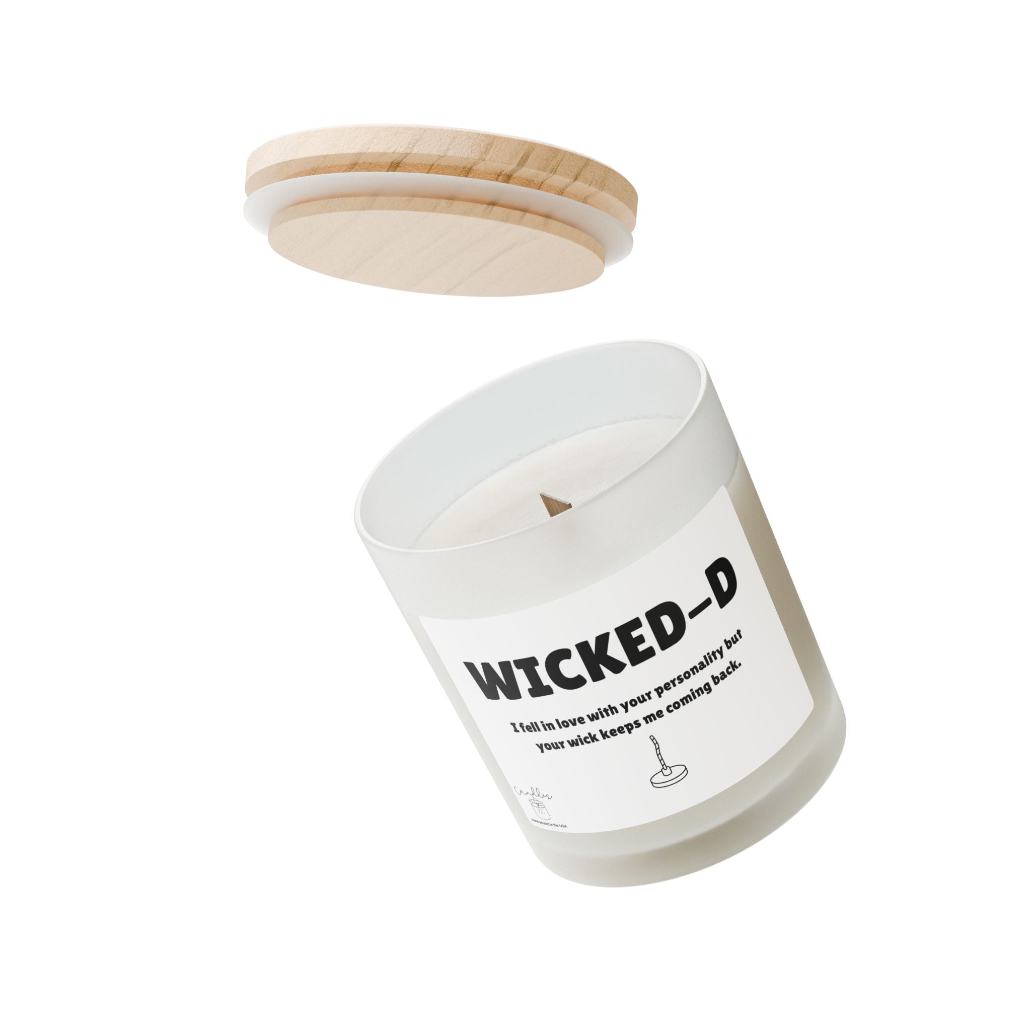 Wicked-D Wooden Wick Frosted Glass Candle for Man Gift for Guys Candle Unique Wooden Wick Candle