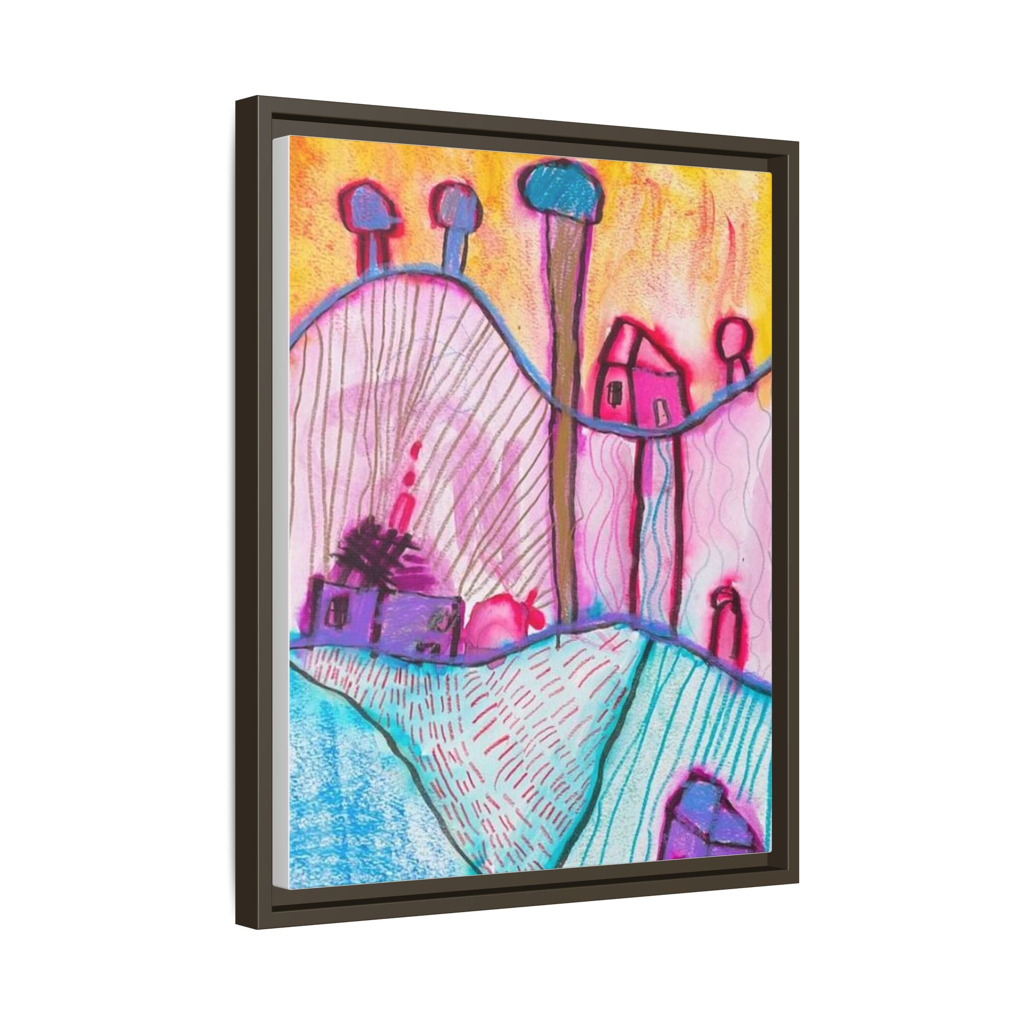 House on a Hill Matte Canvas, Framed Inspired by Frank Stella Art by Jackson Smith