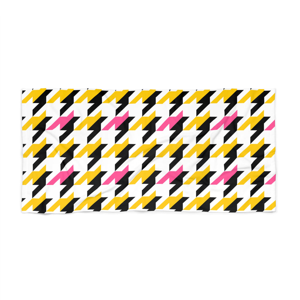 Pink, Black and Yellow Beach Towel 30 x 60 Vibrant Geometric Beach Towel, Perfect for Beach Days, Vibrant Summer Gift