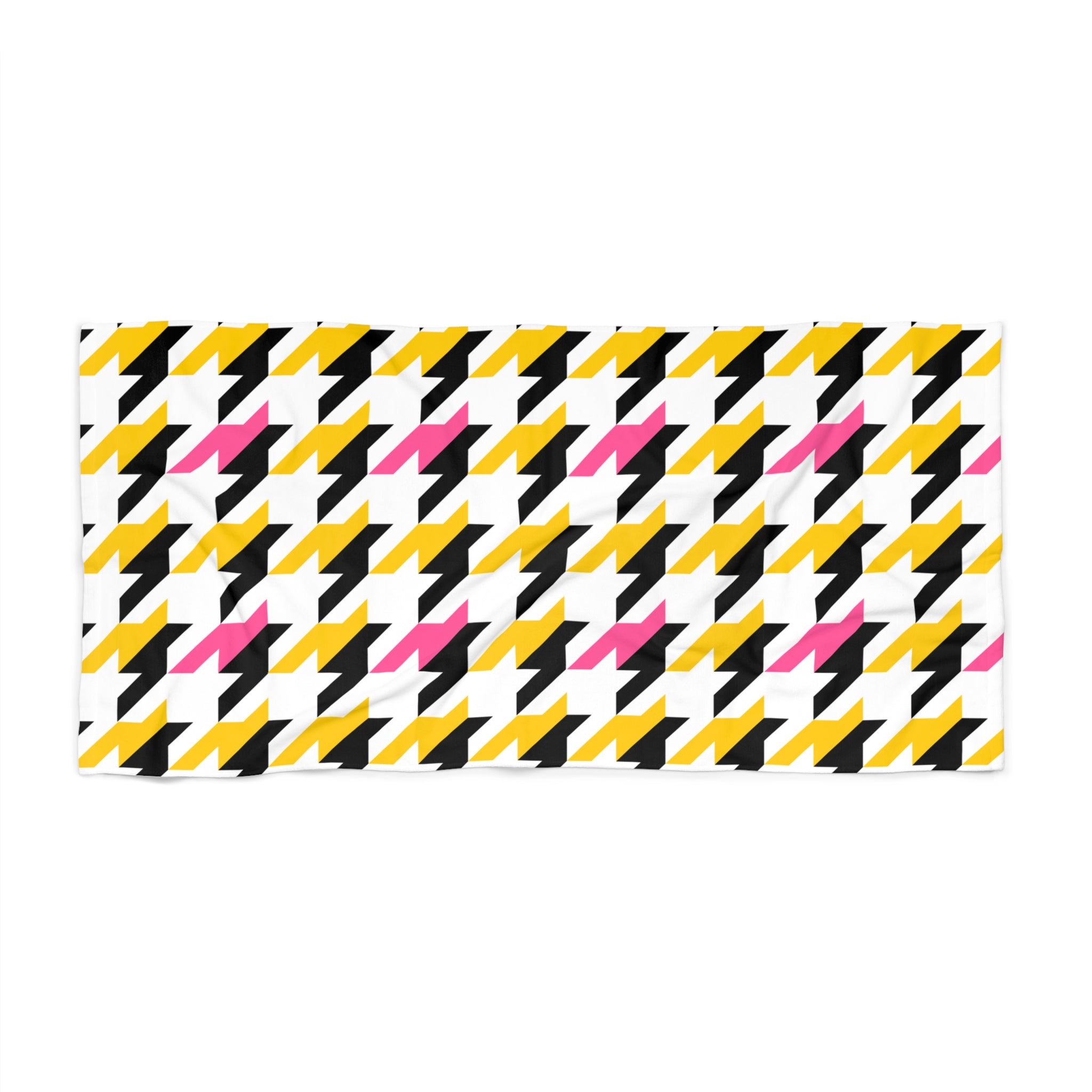 Pink, Black and Yellow Beach Towel 30 x 60 Vibrant Geometric Beach Towel, Perfect for Beach Days, Vibrant Summer Gift
