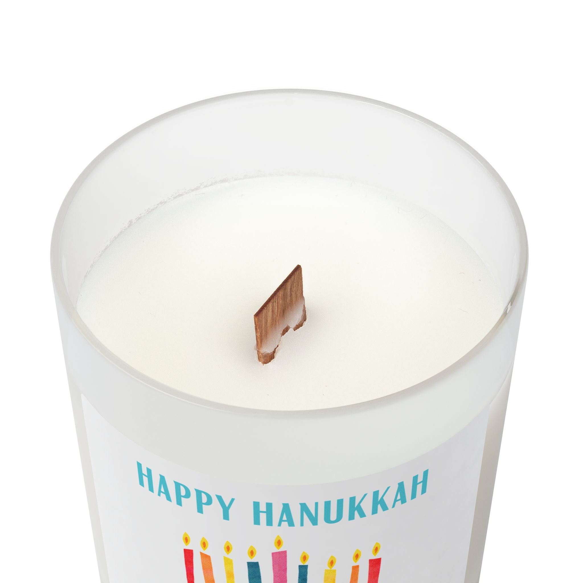 Happy Hanukkah Menorah Candle Sufganiyot Jelly Donut Scented Frosted Glass Candle 11oz