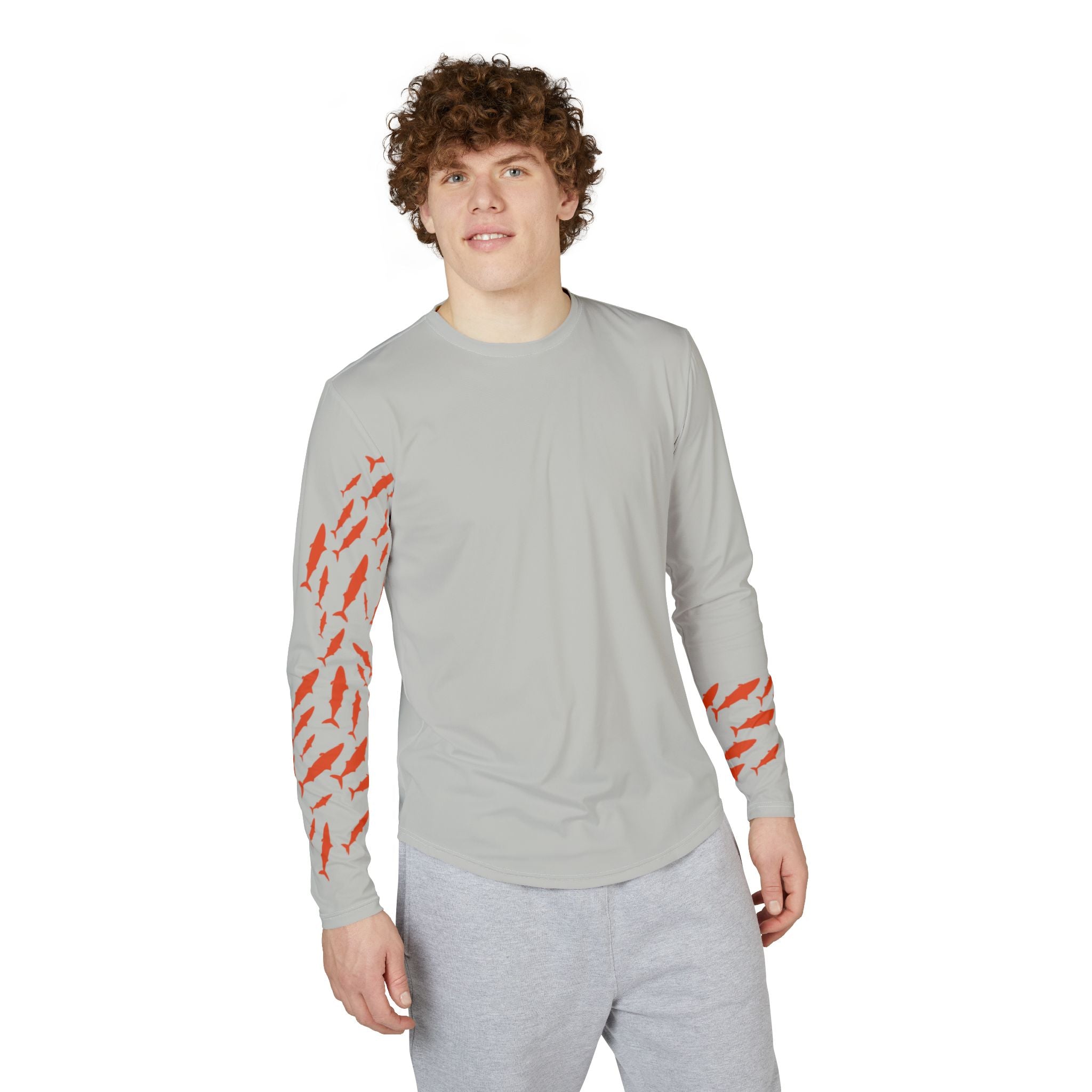 Men's UV Protection Fishing Shirt, Perfect for Dads, Gift for Fishermen, Long Sleeve Tee with Fish Design