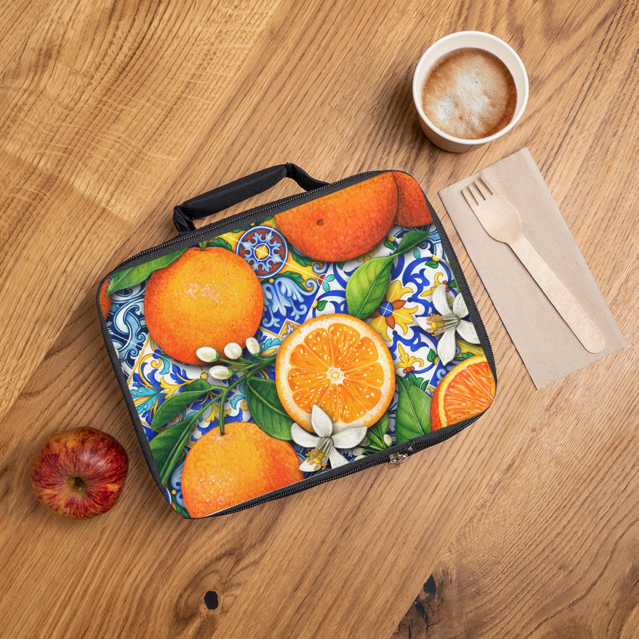 Vibrant Orange Print Lunch Bag, Personalie this Insulated Tote for Work or School, Perfect Back to School Gift or work