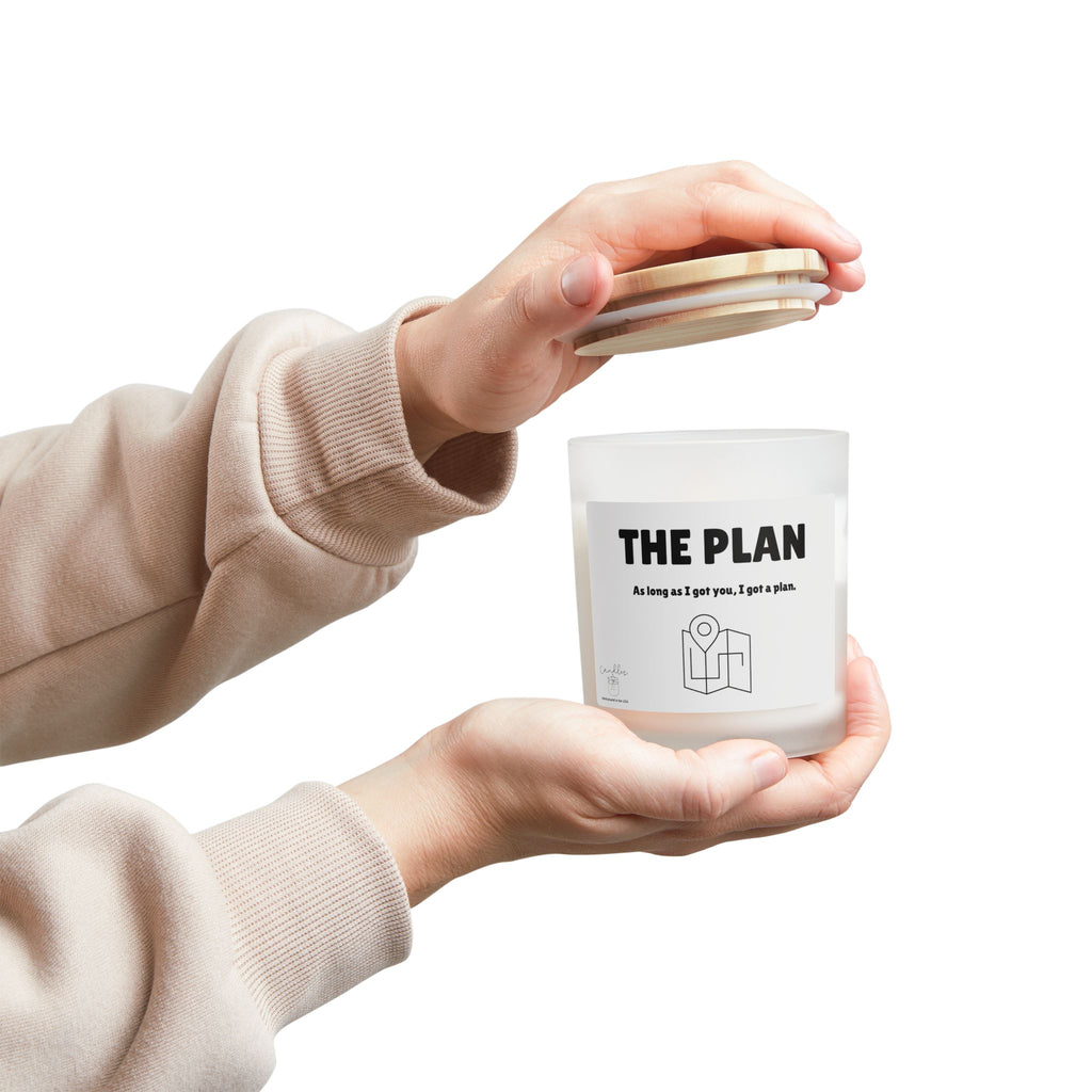 The Plan Wooden Wick Frosted Glass Candle, 11oz As long as I got you, I got a plan Candle Gift for Spouse