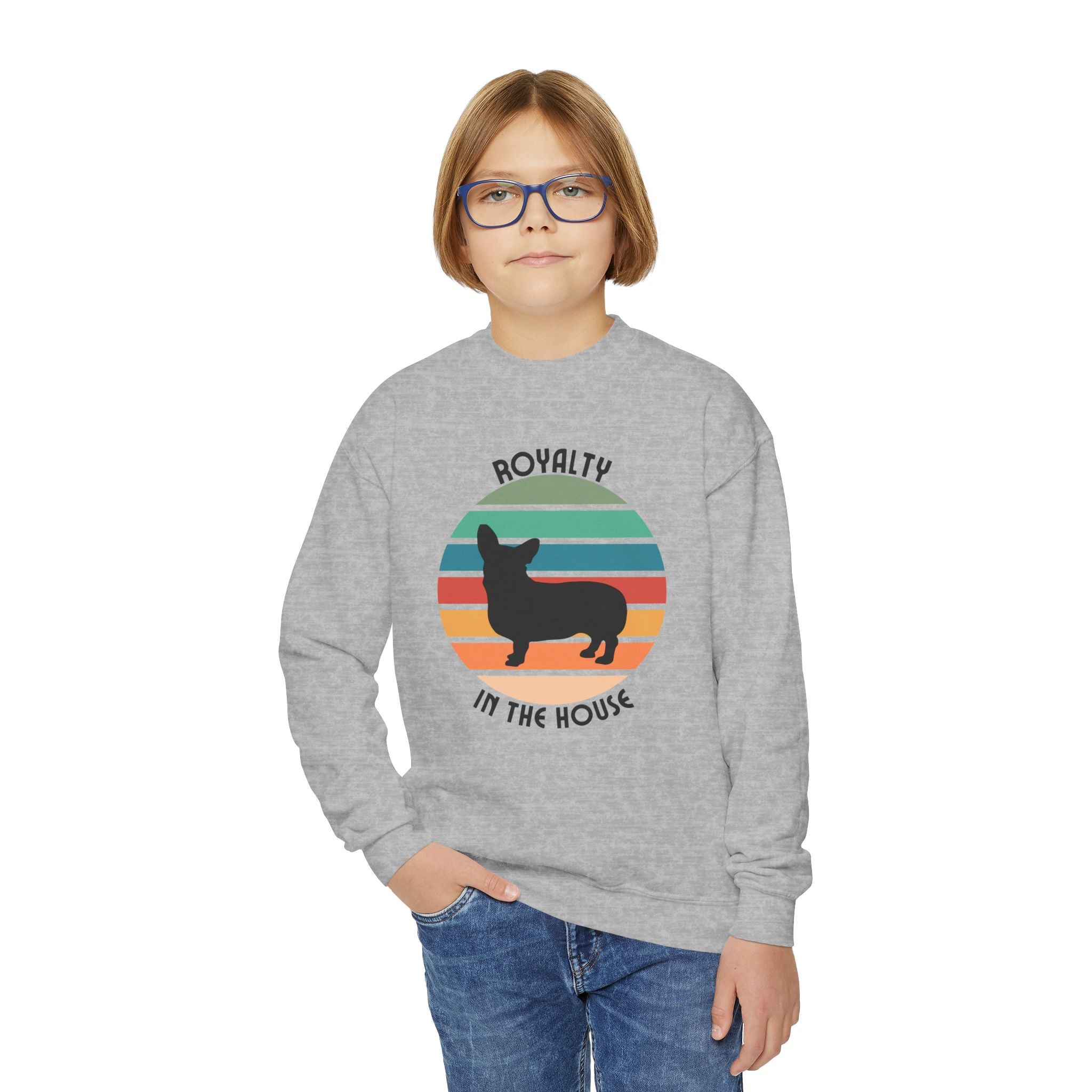 Royalty Corgi Youth Crewneck Sweatshirt