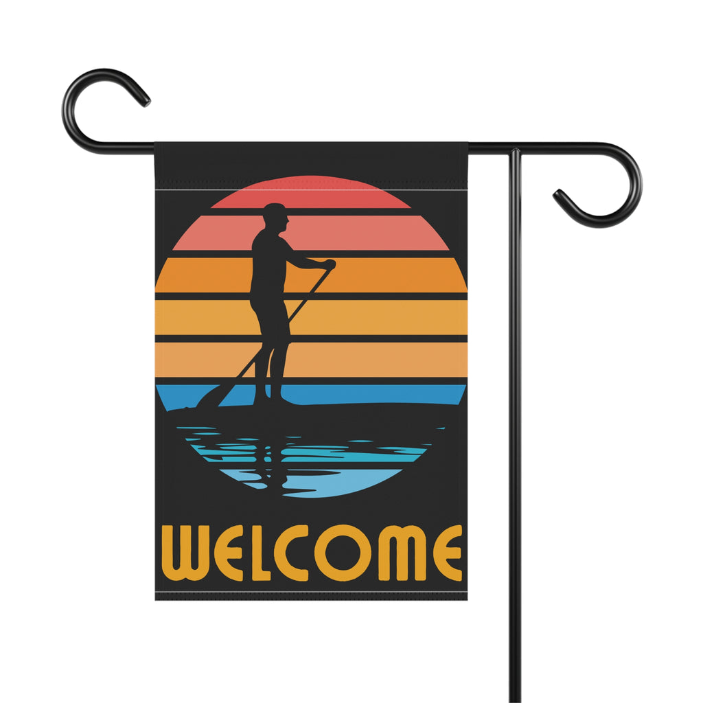 Sunset Paddleboard Welcome Garden Banner 12 x 18 inch Summer Flag