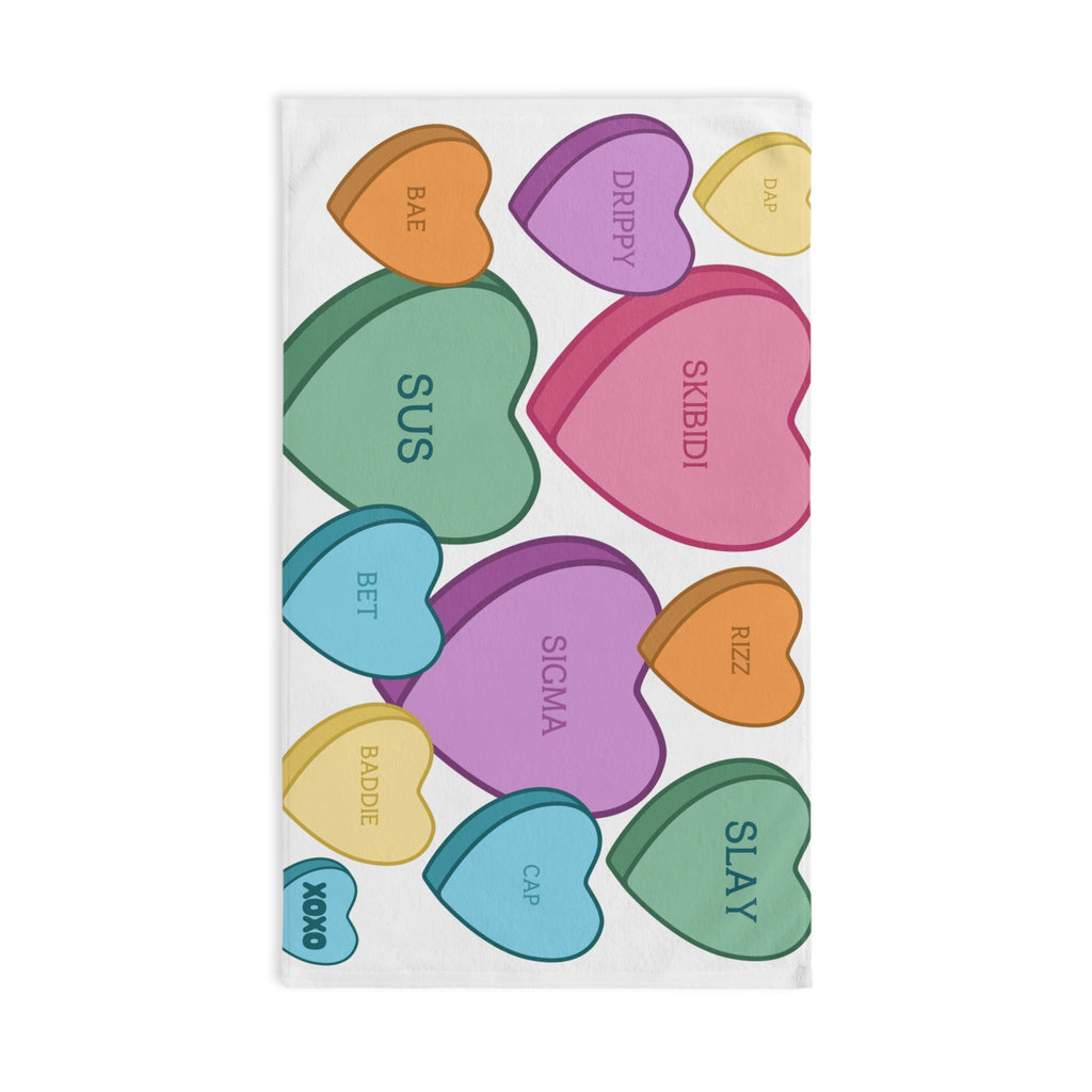 Candy Hearts Hand Towel Valentine's Day Towel