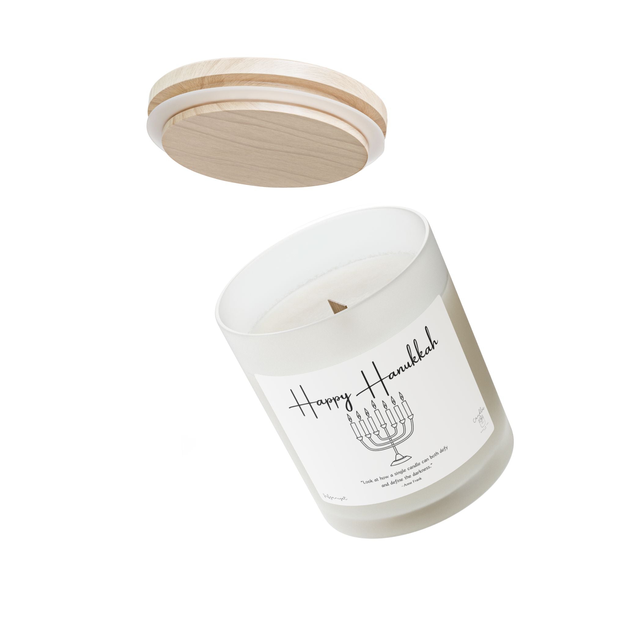 Happy Hanukkah Menorah Candle Hanukkah Candle Frosted Glass 11oz Chanukah Candle