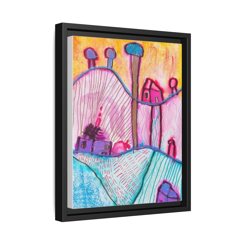 House on a Hill Matte Canvas, Framed Inspired by Frank Stella Art by Jackson Smith