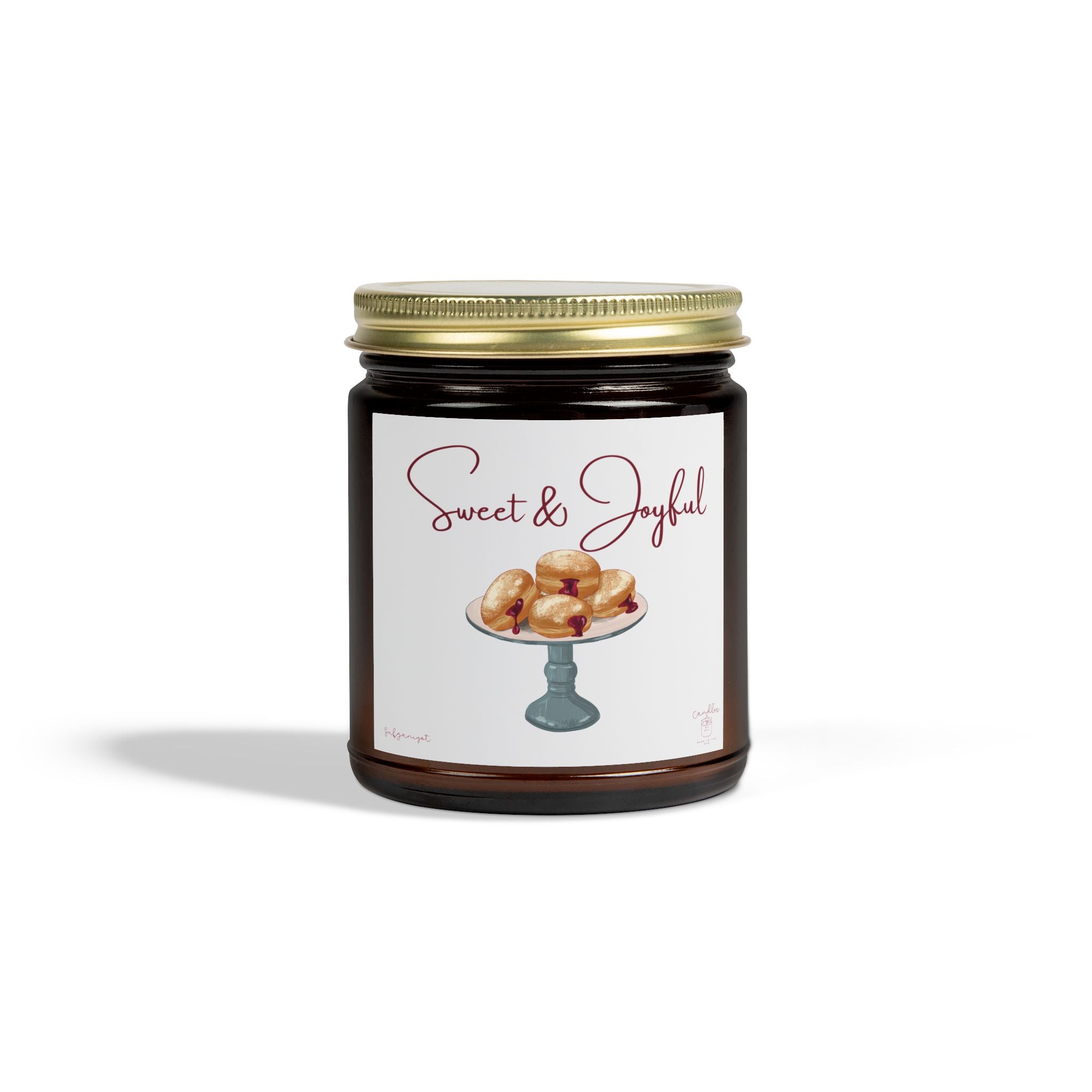 Hanukkah Scented Candles, Chanukah Sufganiyot Scented Candle for Hanukkah made of Coconut Apricot Wax (4oz, 9oz)