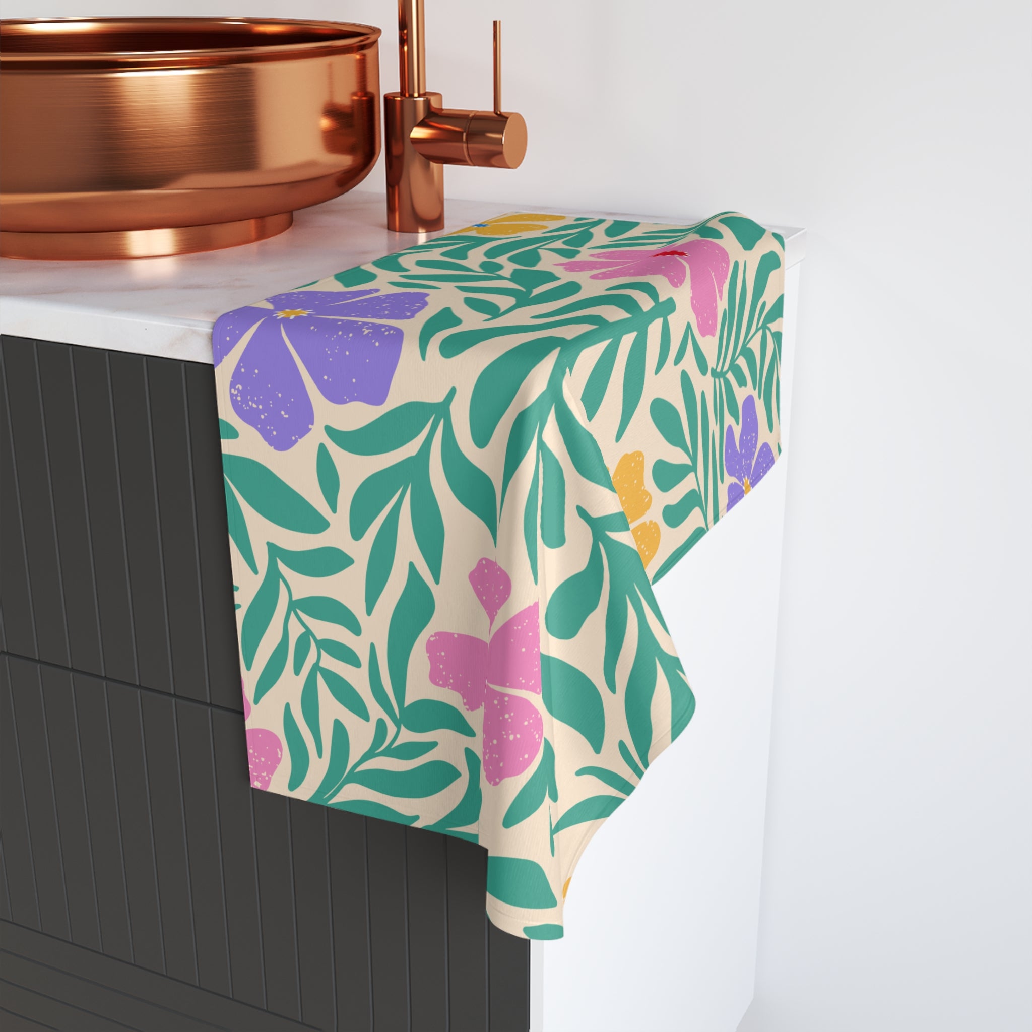 Floral Hand Towel Bright Floral Kitchen Towel, Bathroom Décor, Gift for Her, Mothers Day, Spring Home Decor