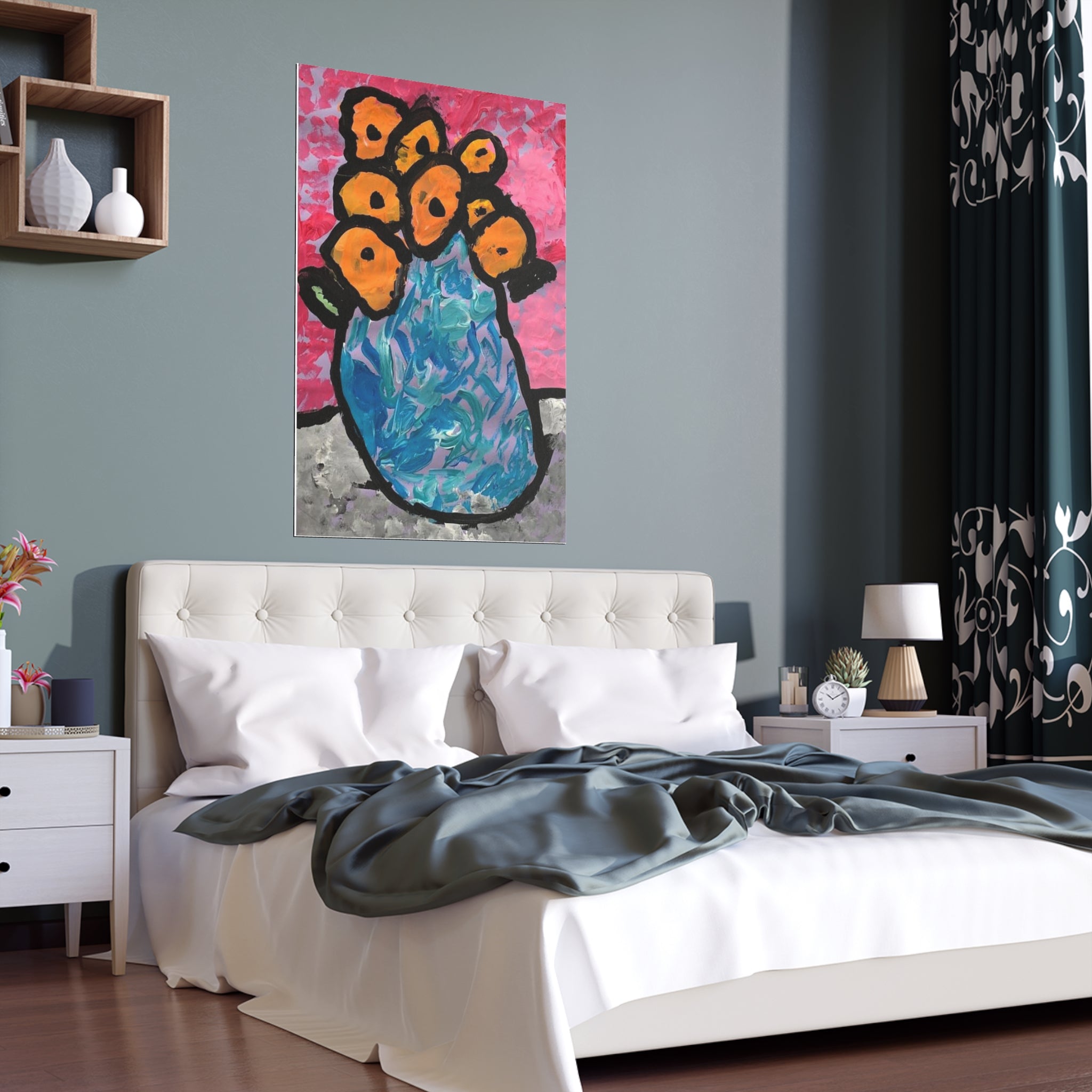 Berthe Morisot, Impressionist, Flowers in a Vase by Jackson Smith silk poster