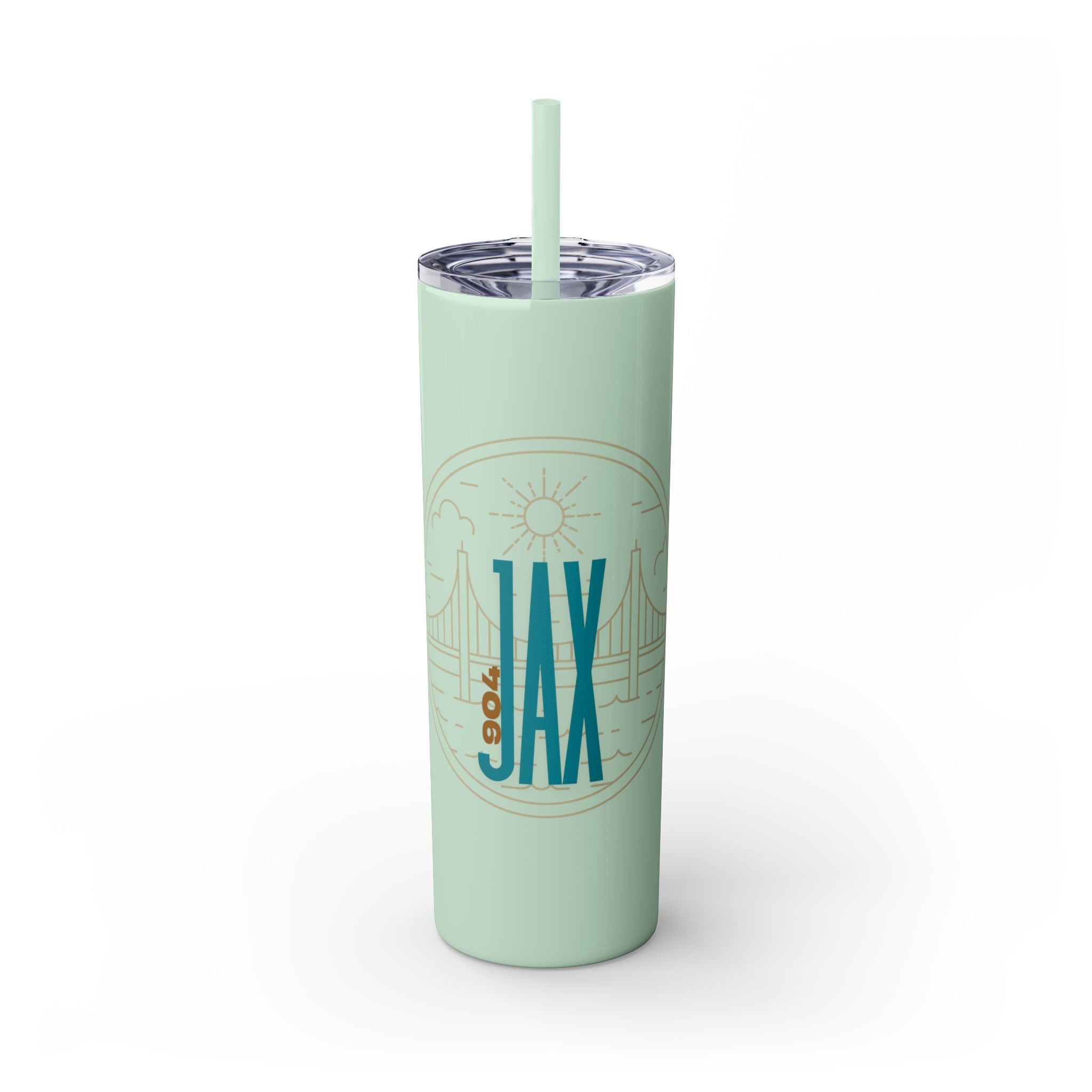 Jacksonville City of Bridges Skinny Tumbler with Straw, 20oz