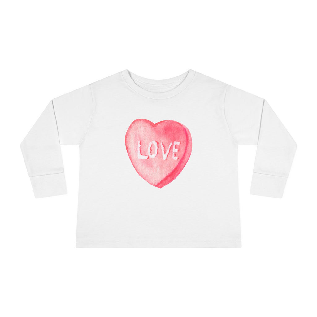 LOVE Candy Hearts Pastel LongSleeve Tee Toddler Long Sleeve Valentine's Day Tee