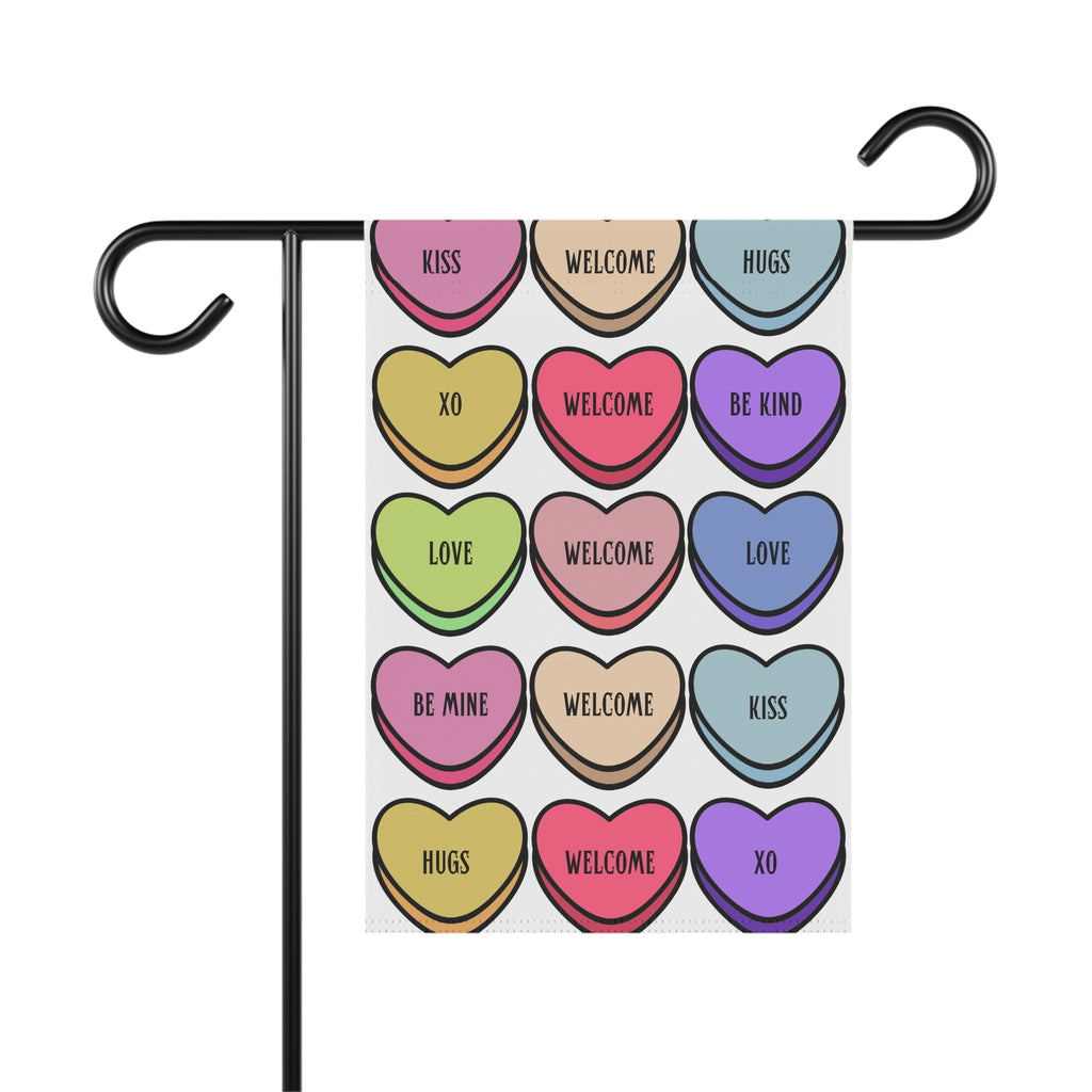 Valentine's Day Flag Valentines Day Garden Flag Candy Hearts Welcome Flag for Valentine's Day