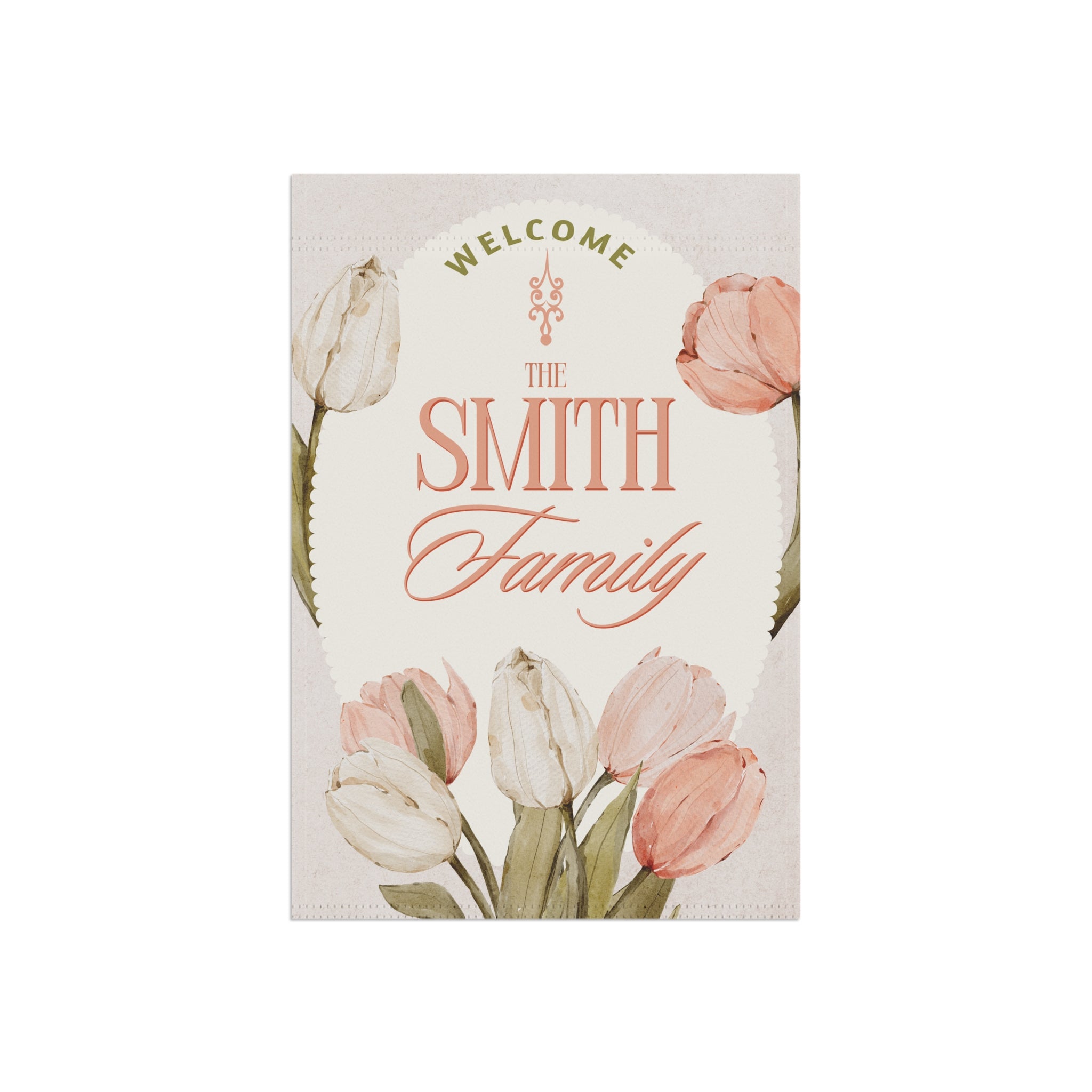 Personalized Garden Banner | Floral Welcome Sign, Decorative Yard Flag, Housewarming Gift, Spring Decor, Family Name Sign