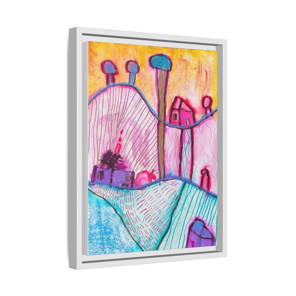 House on a Hill Matte Canvas, Framed Inspired by Frank Stella Art by Jackson Smith