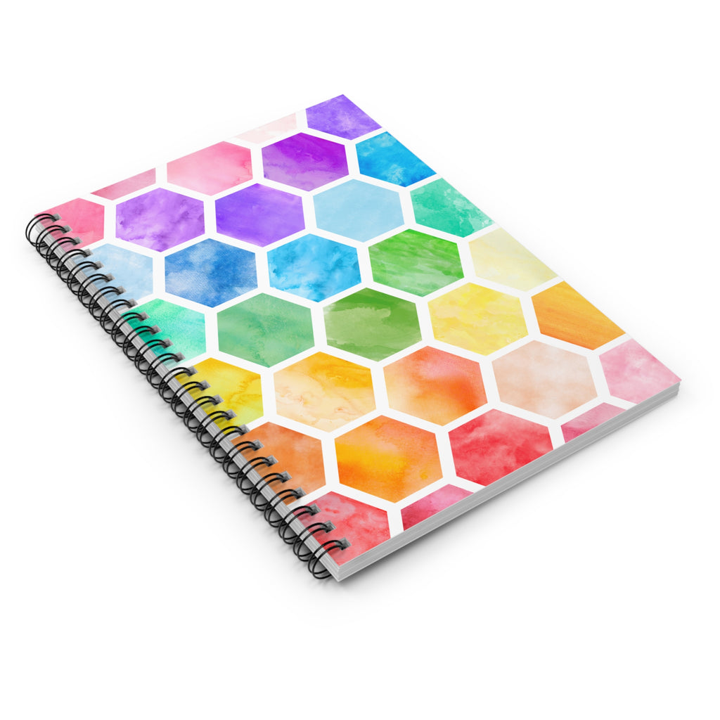 Colorful Hexagon Spiral Notebook - Ruled Lines, Vibrant Journal, Creative Stationery, Gift for Students & Artists, Sketchbook, Note Pad