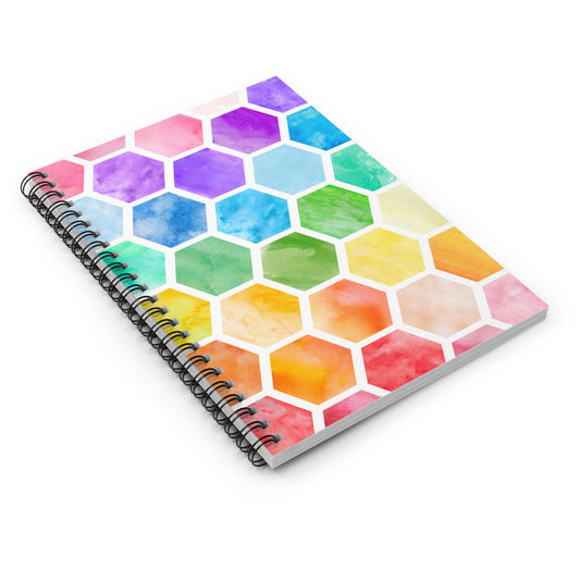 Colorful Hexagon Spiral Notebook - Ruled Lines, Vibrant Journal, Creative Stationery, Gift for Students & Artists, Sketchbook, Note Pad