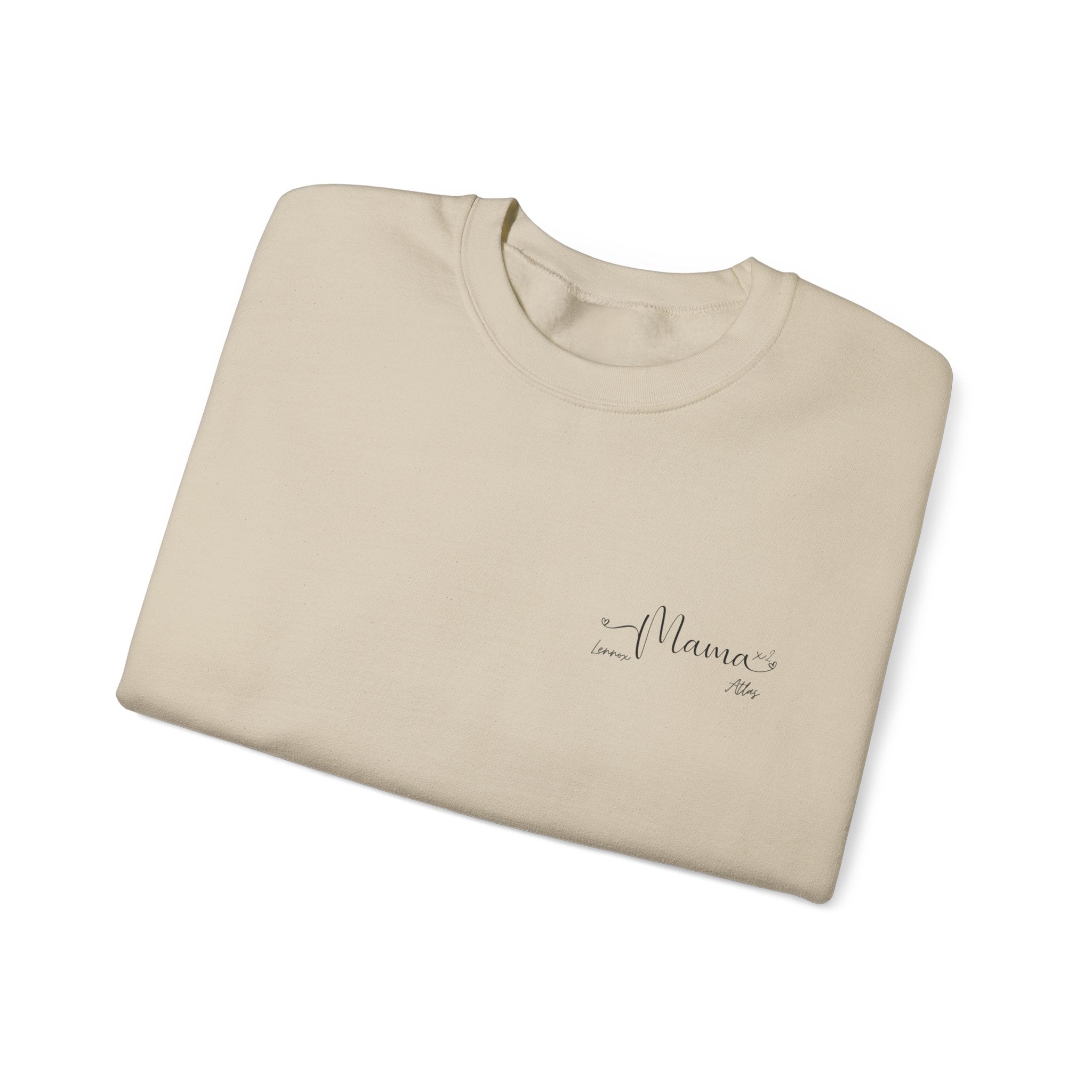Custom 2 child Mama Sweatshirt with Names Heavy Blend™ Crewneck Sweatshirt