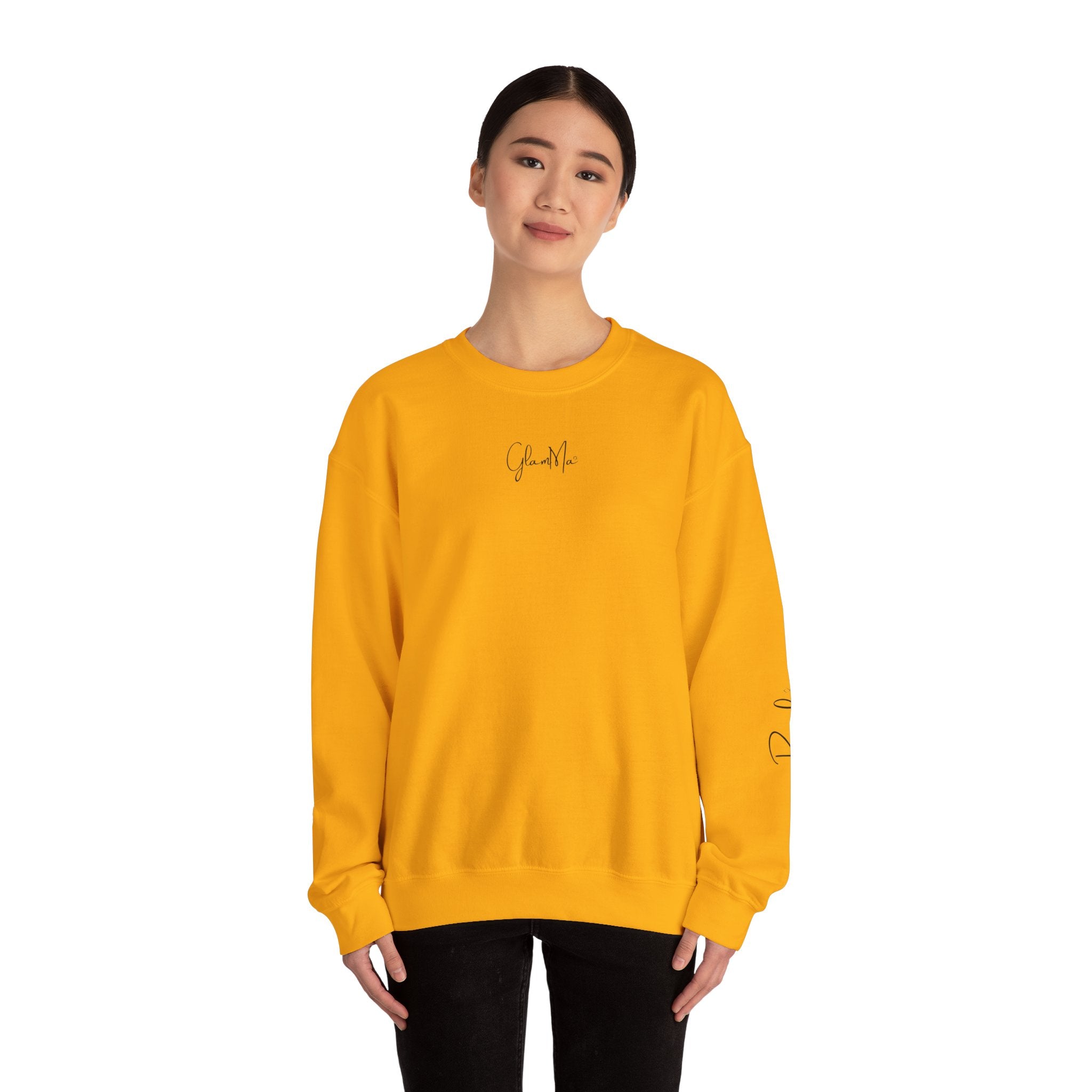 GlamMa Glamorous Jewish Grandmother Crewneck Sweatshirt with Star of David and Grandkid(s) Names - Custom Gift for Glam-Ma