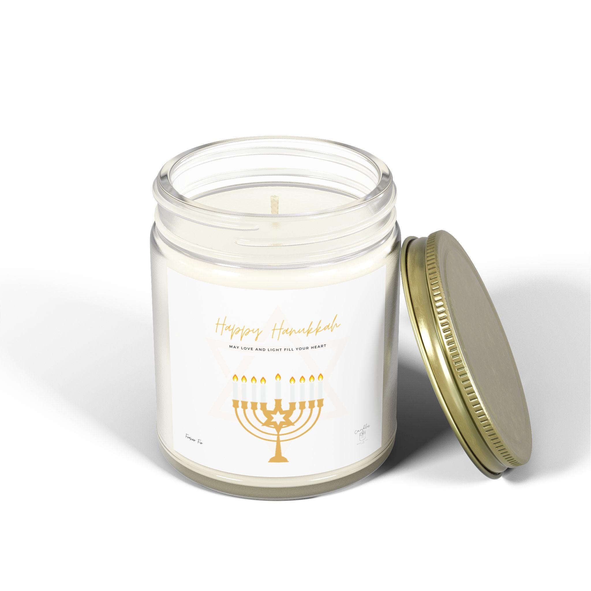 Frasier Fir Hanukkah Candle, Frasier Fir Scented Hanukkah Candle made of Coconut Apricot Wax (4oz, 9oz)
