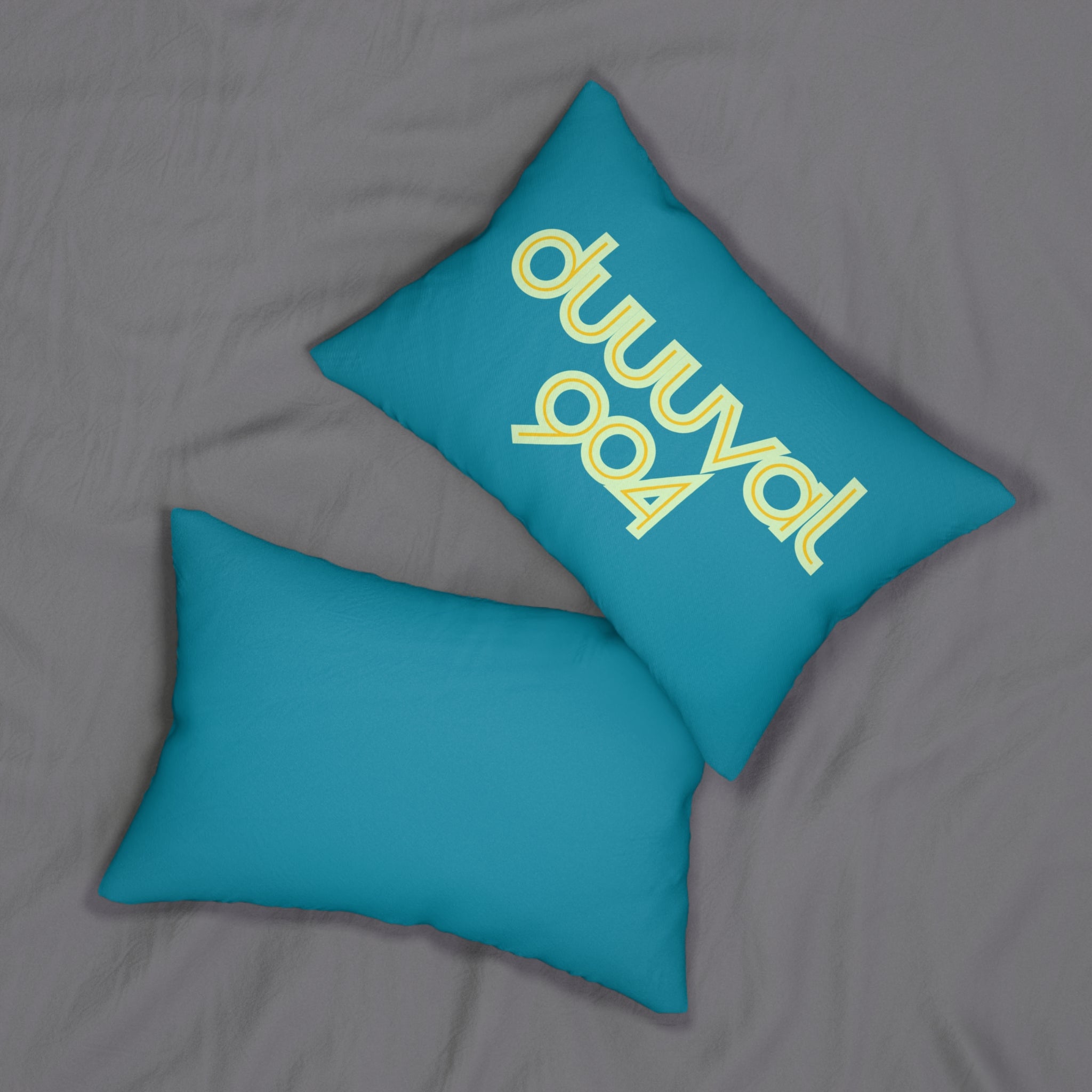 Duuuval Decor 904 Pillow, Duuuval 904 Teal and Yellow Love Pillow, 14x20 Inches, Home Decor Accent, Gift for Football Fans Jax Decor
