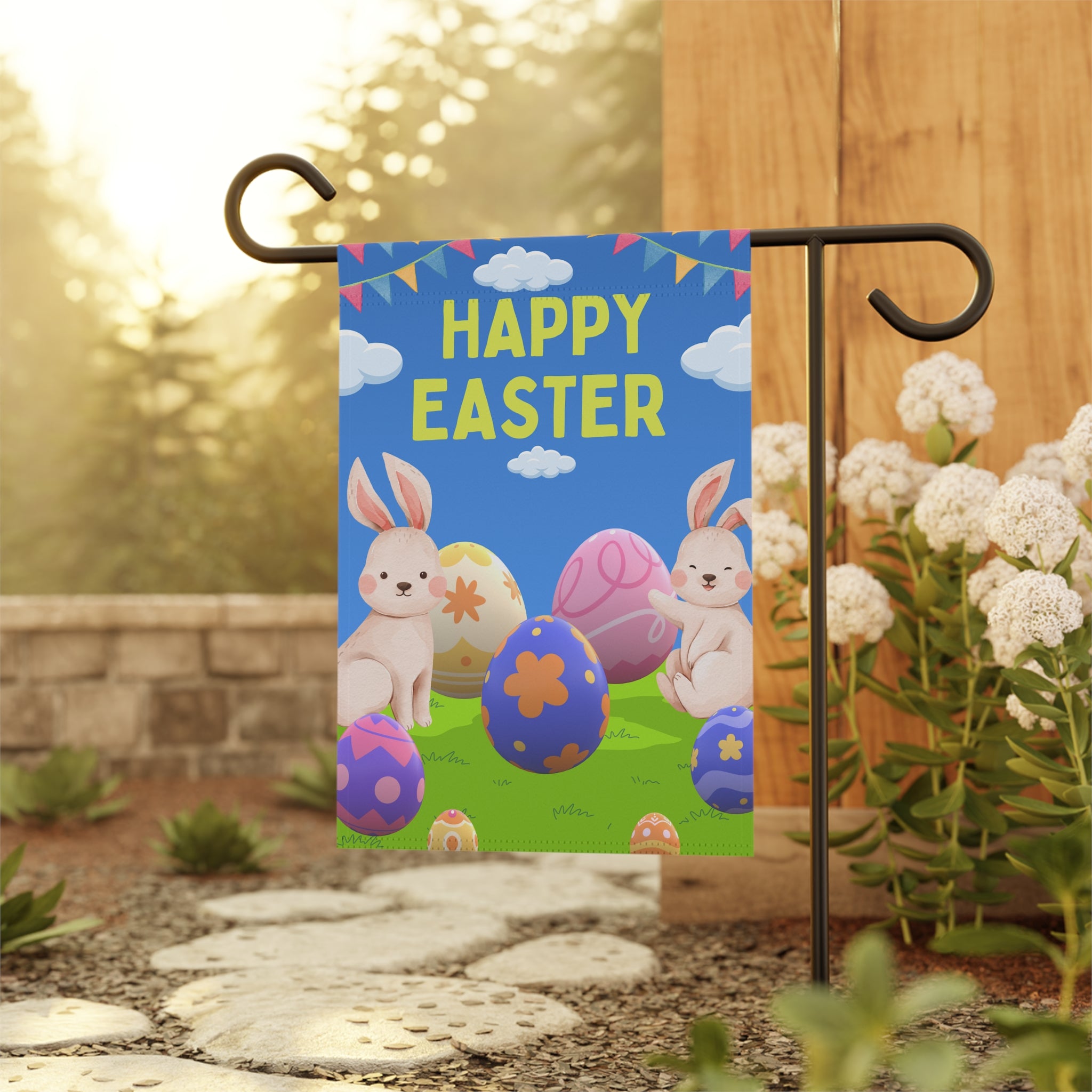 Easter Garden Flag, Spring Decor, Cute Bunny Flag, Outdoor Decoration, Happy Easter Sign, Seasonal Yard Art