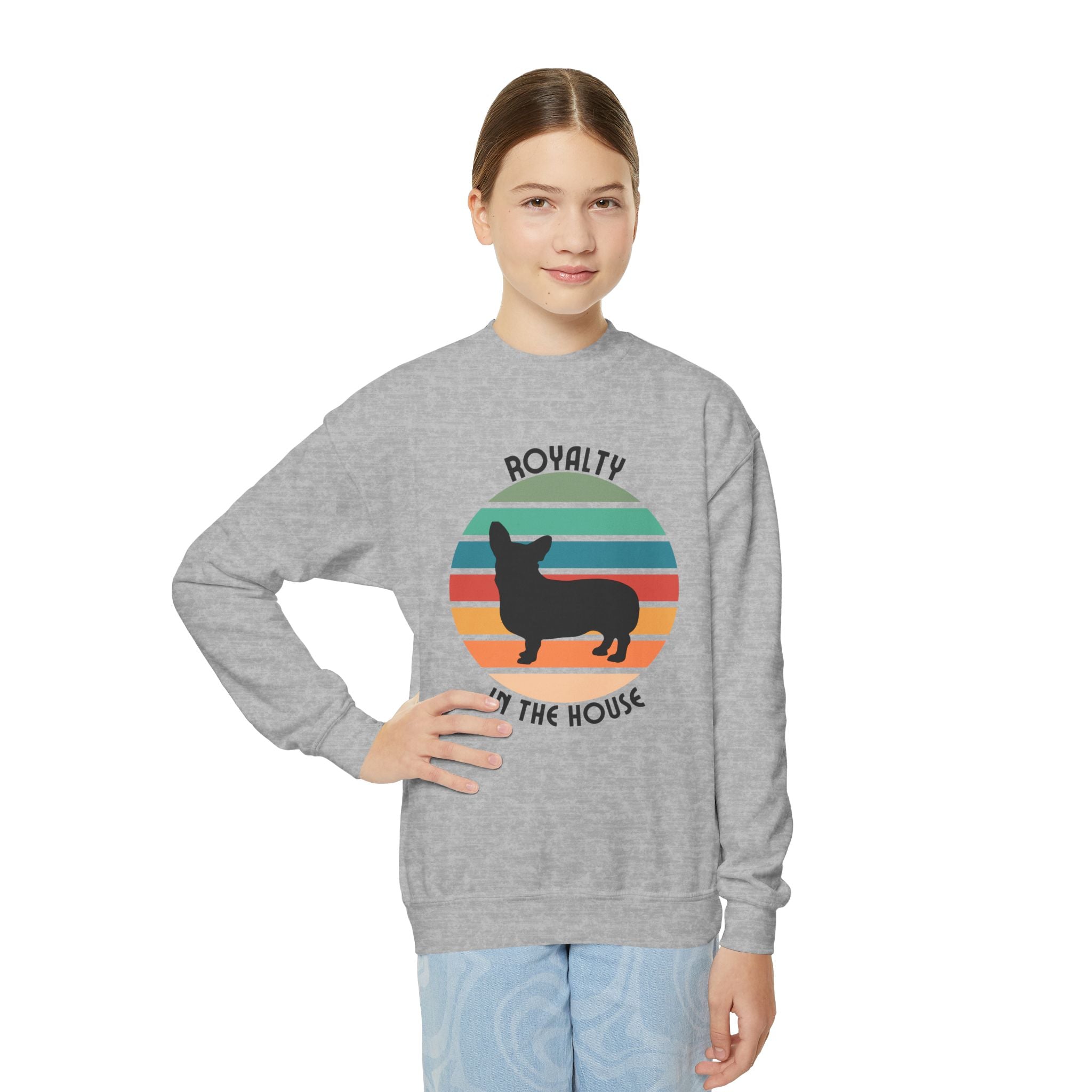 Royalty Corgi Youth Crewneck Sweatshirt